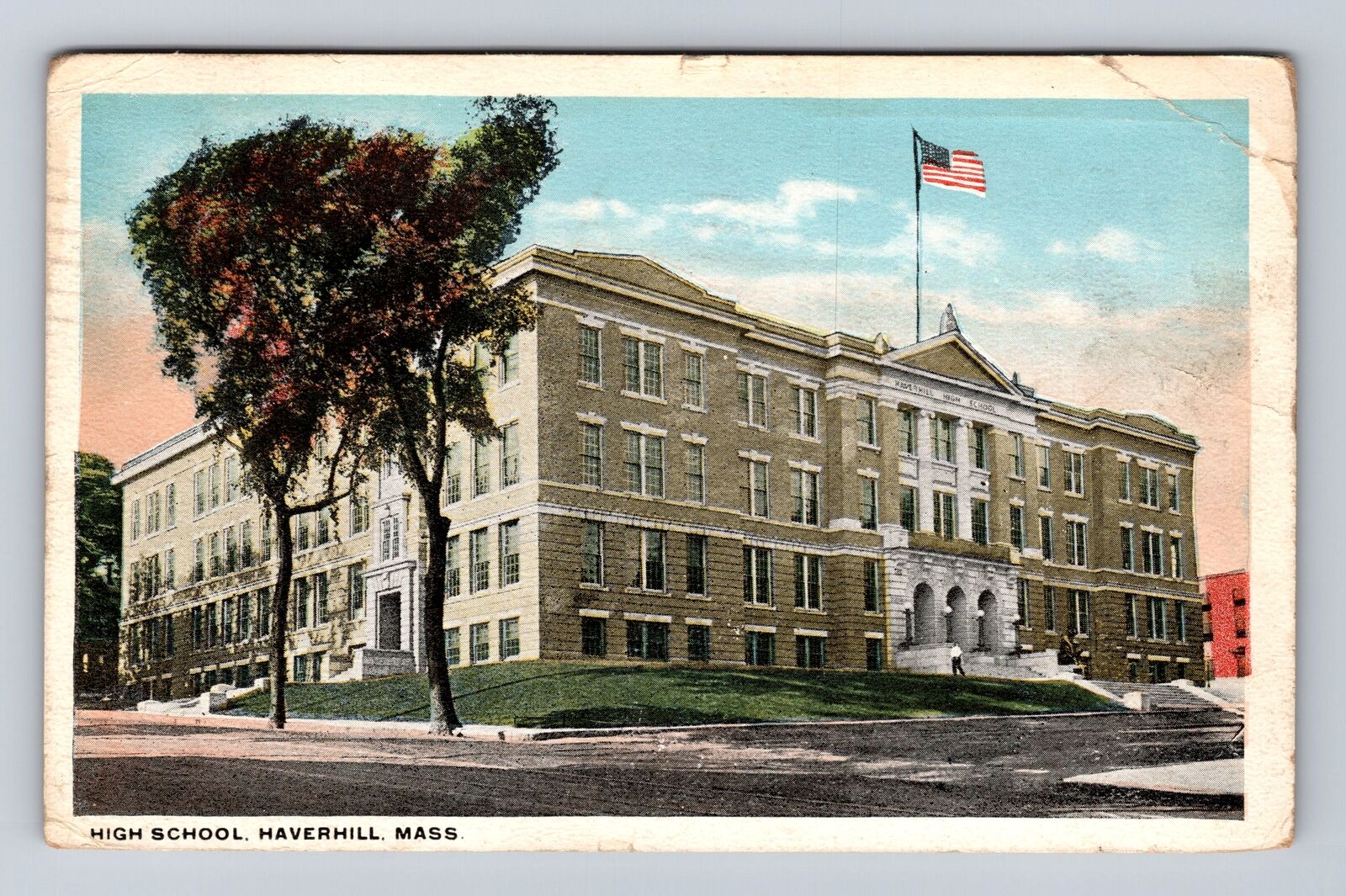 Haverhill MA-Massachusetts, High School, Antique, Vintage c1919 Postcard