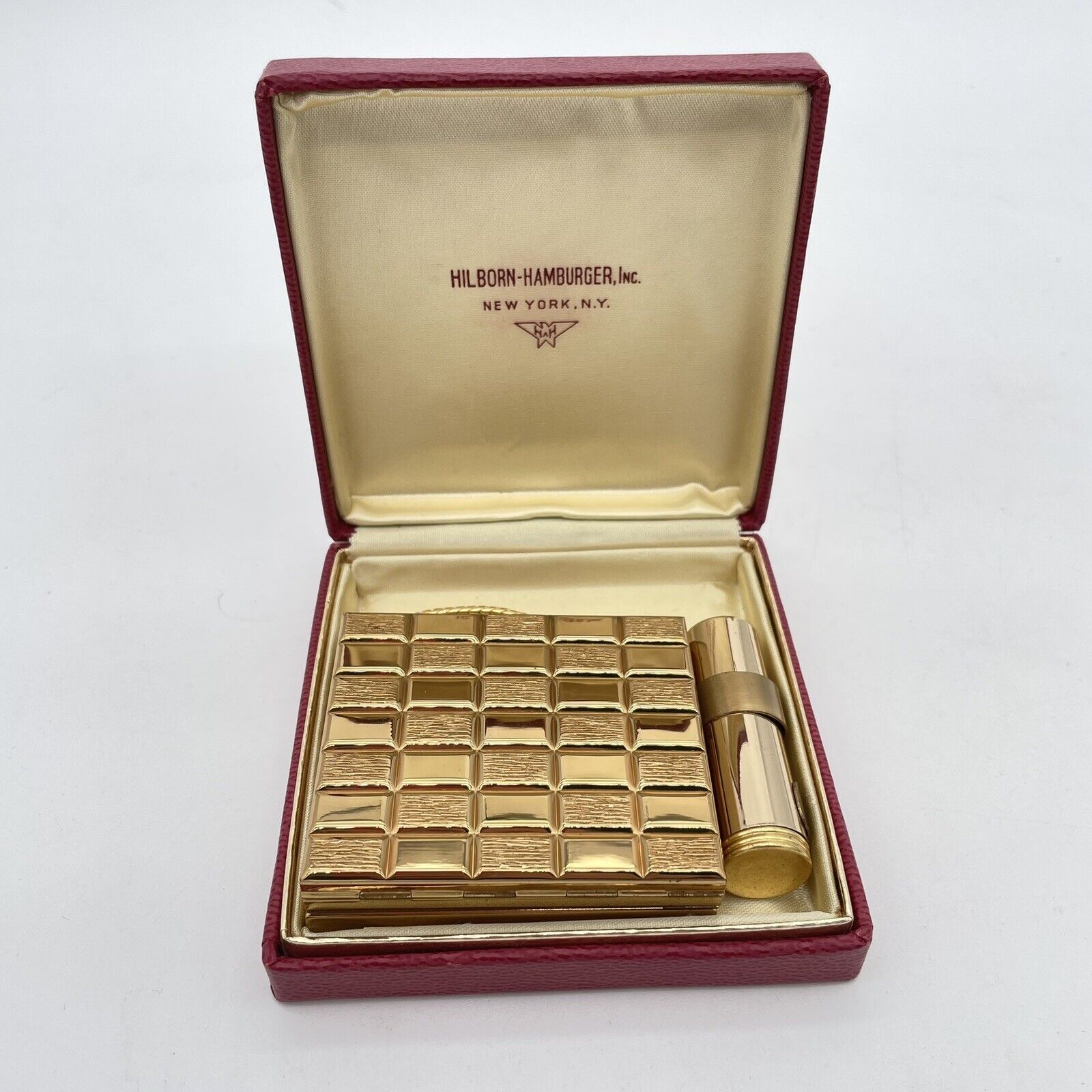 Vintage Brass Gold Toned Purse Compact Cigarette Lipstick Case