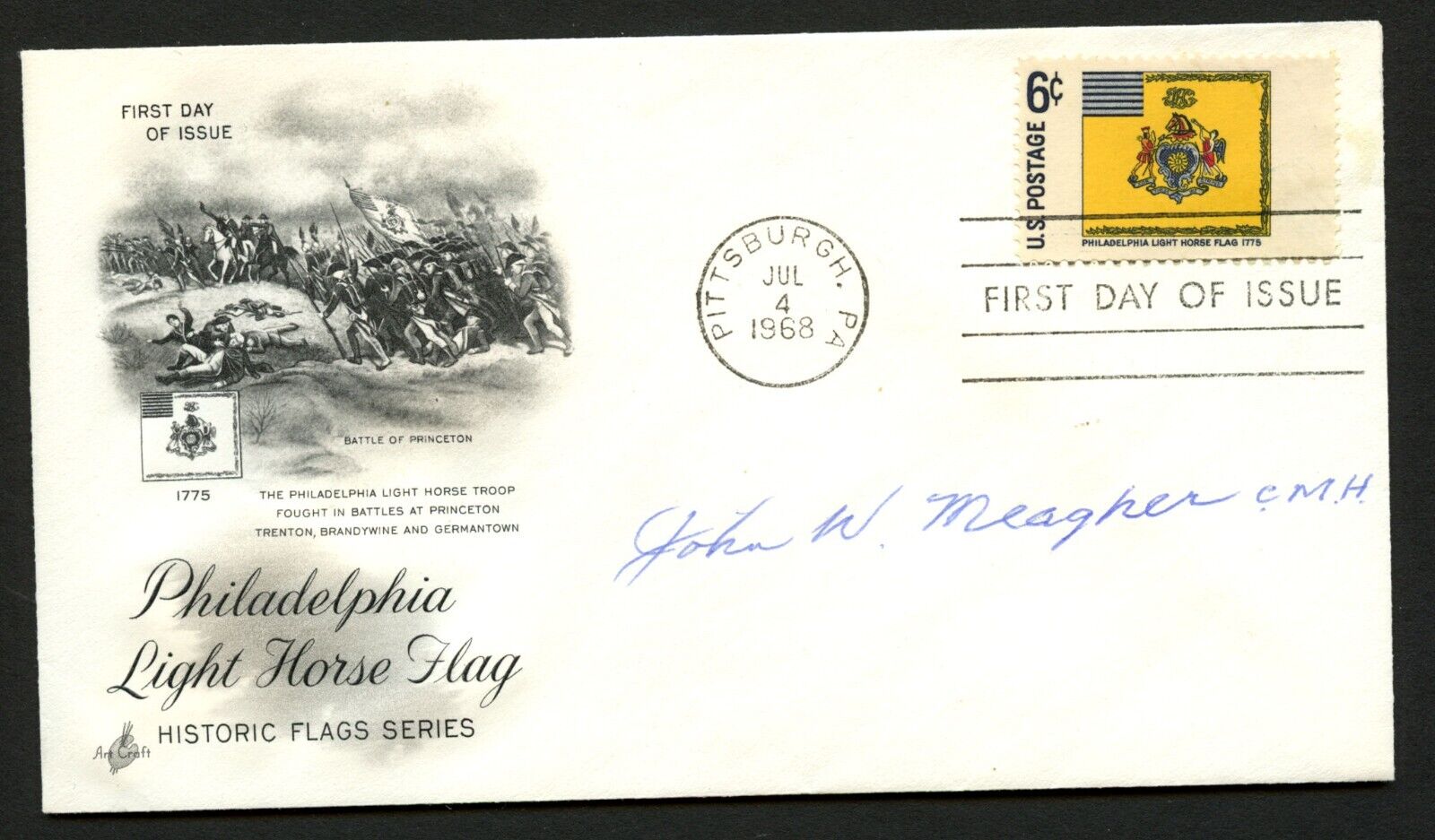 John W. Meagher d1996 signed autograph FDC Medal of Honor Recipient US Army WWII