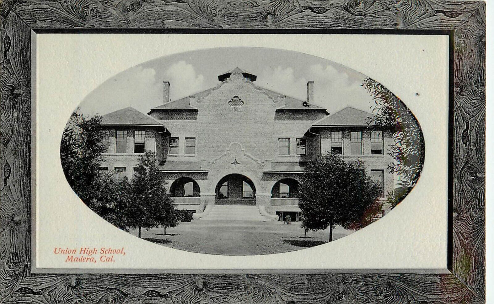 c1907 Postcard Union High School, Madera CA, Embossed Oval Vignette Unposted PNC