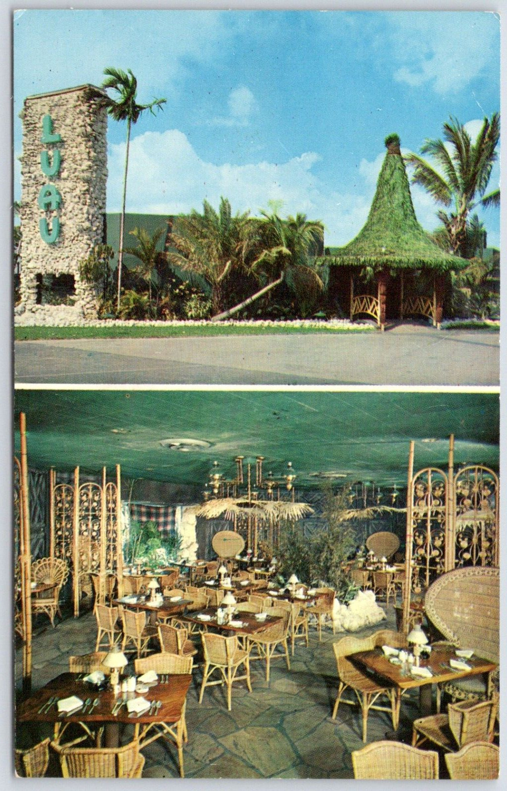Postcard FL Miami Florida The Luau Restaurant Tiki Cantonese P8A