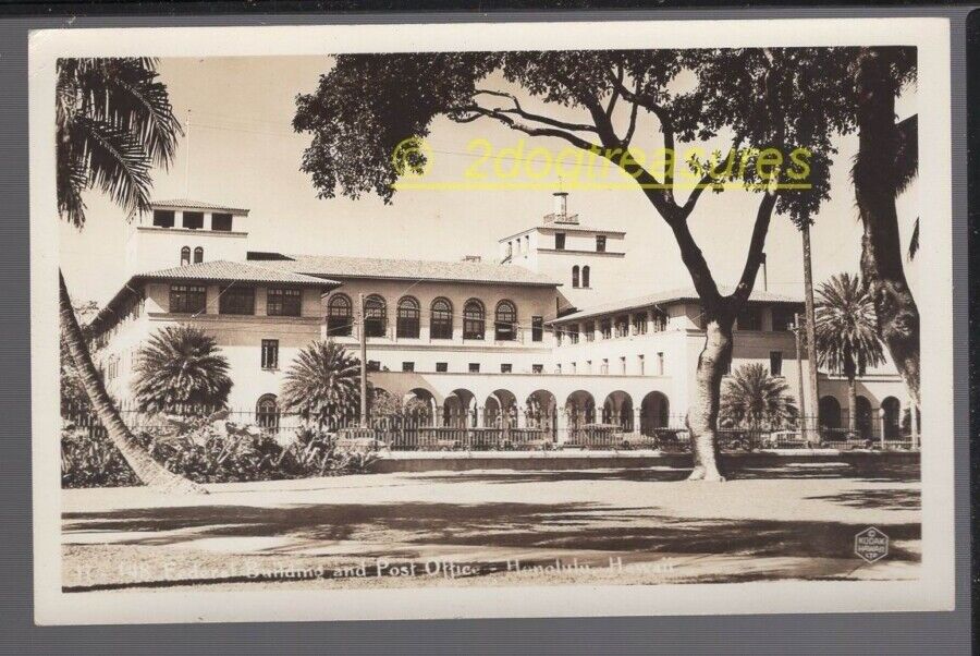 Rppc Honolulu Hi Hawaii Post Office And Federal Building Old Real Photo
