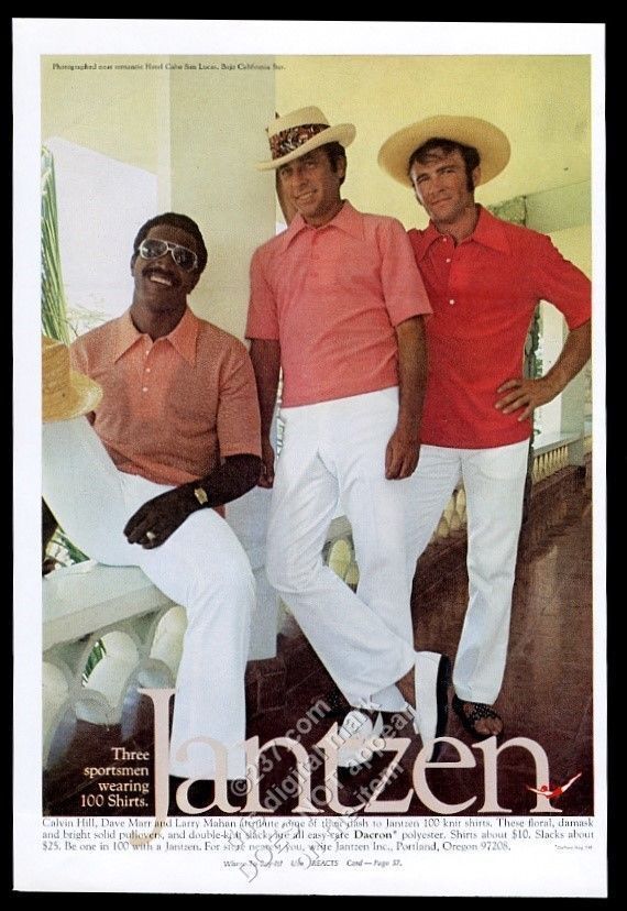 1971 Calvin Hill Dave Marr Larry Mahan photo Jantzen shirt vintage print ad