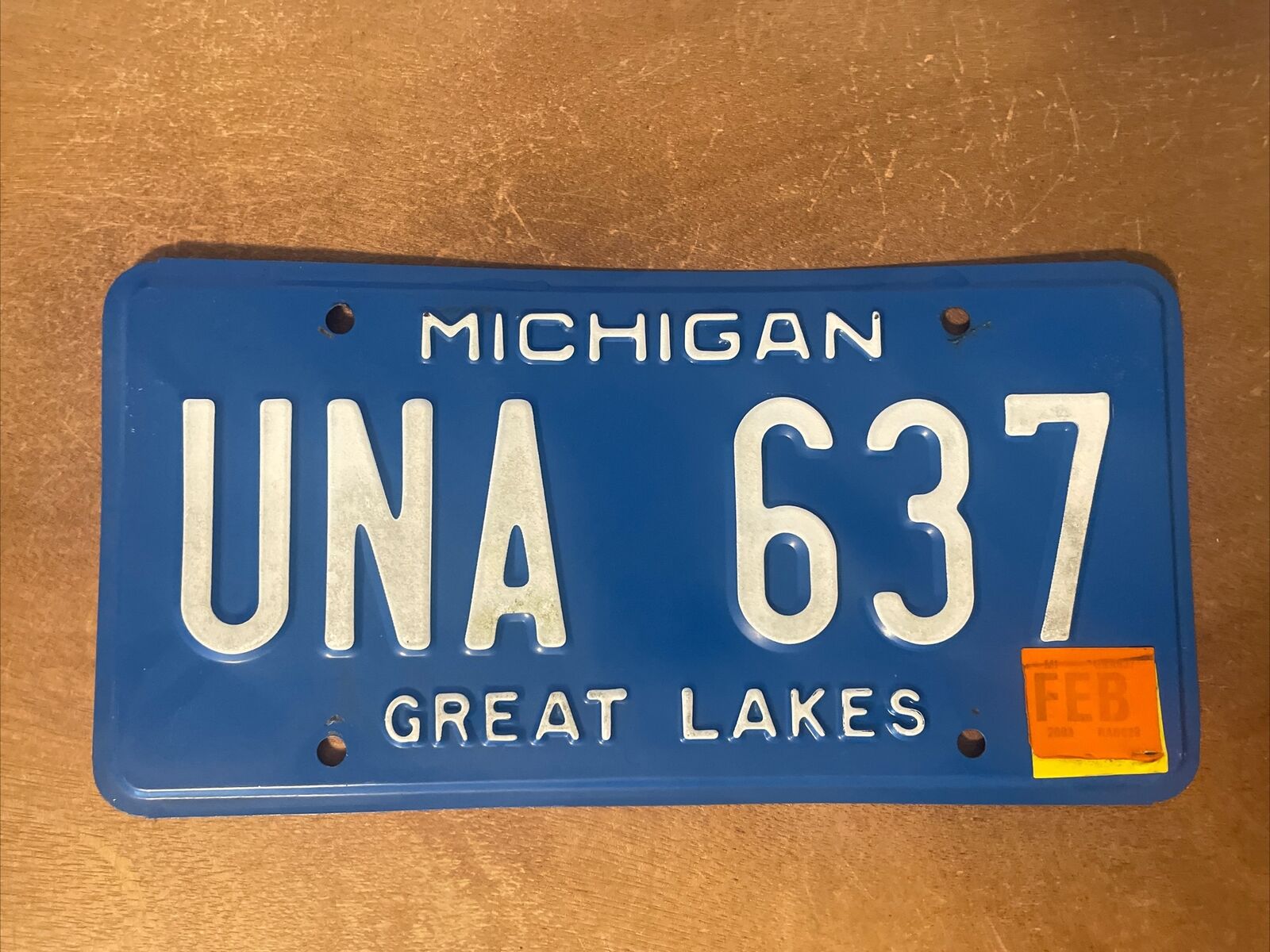 2003 Michigan License Plate # UNA 637