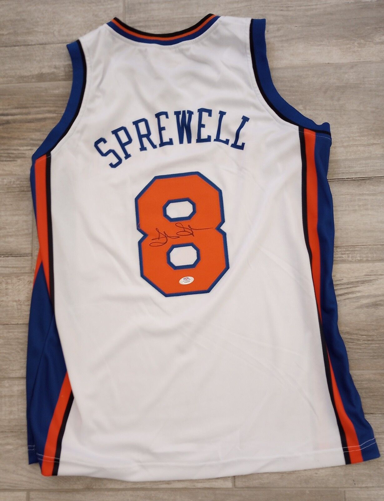 Latrell Sprewell CUSTOM Knicks Signed Basketball Jersey AUTO PSA COA AUTOGRAPH