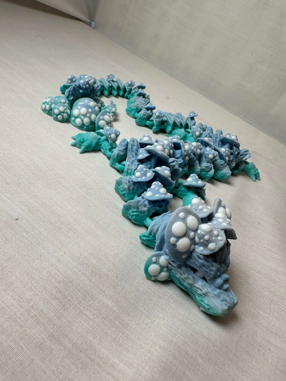 Articulating Mushroom Dragon 3D Printed Large 18.5 Inch Fidget Macaron Rainbow