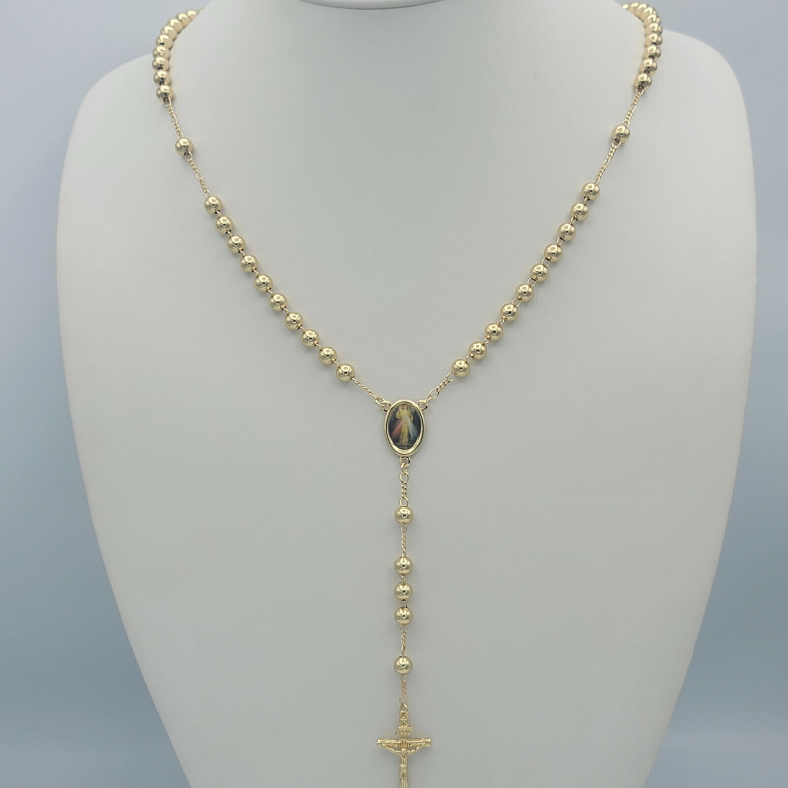 Divine Mercy Gold Plated Rosary Divina Misericordia 6mm Rosario Oro Laminado 