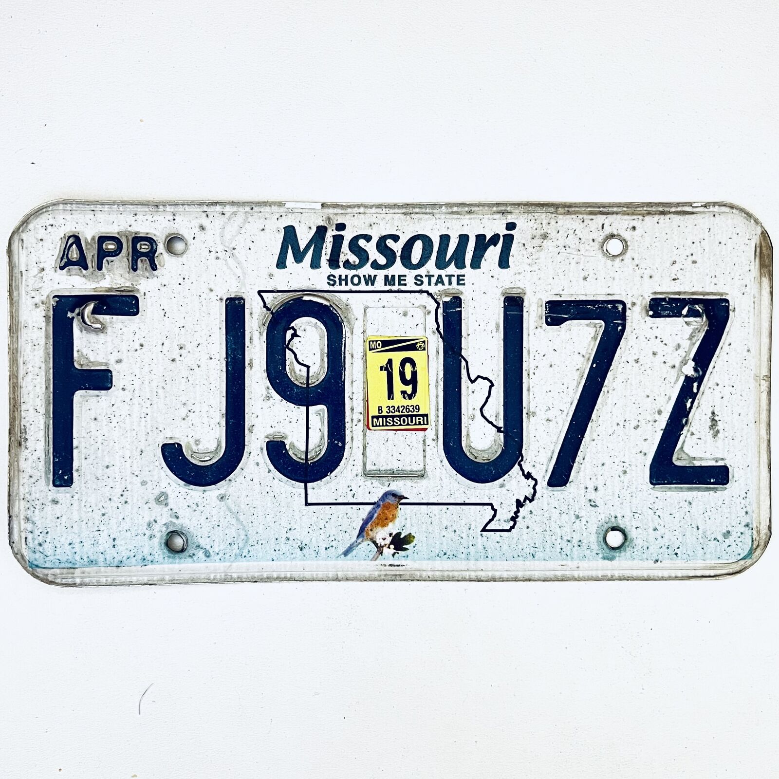 2019 United States Missouri Bluebird Passenger License Plate FJ9 U7Z