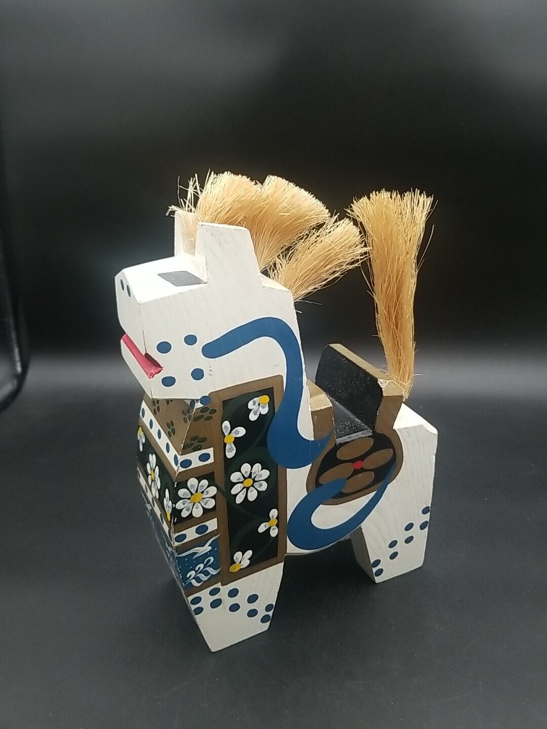 Vintage Japanese Yawata-Uma Hachinohe Wooden Horse Doll-Hand painted 9\