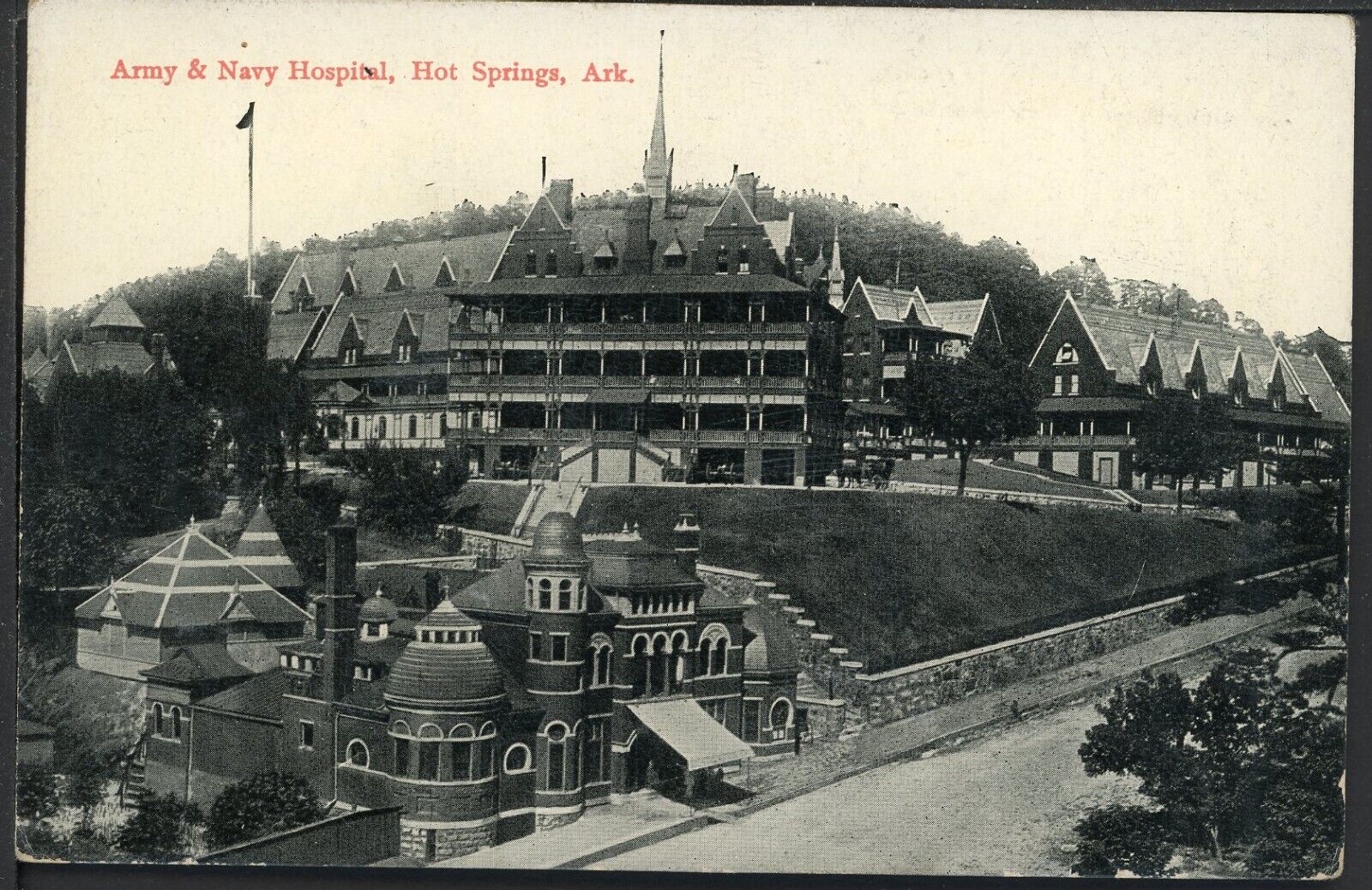 Early Army & Navy Hospital Hot Springs Arkansas Historic Vintage Postcard M1532a