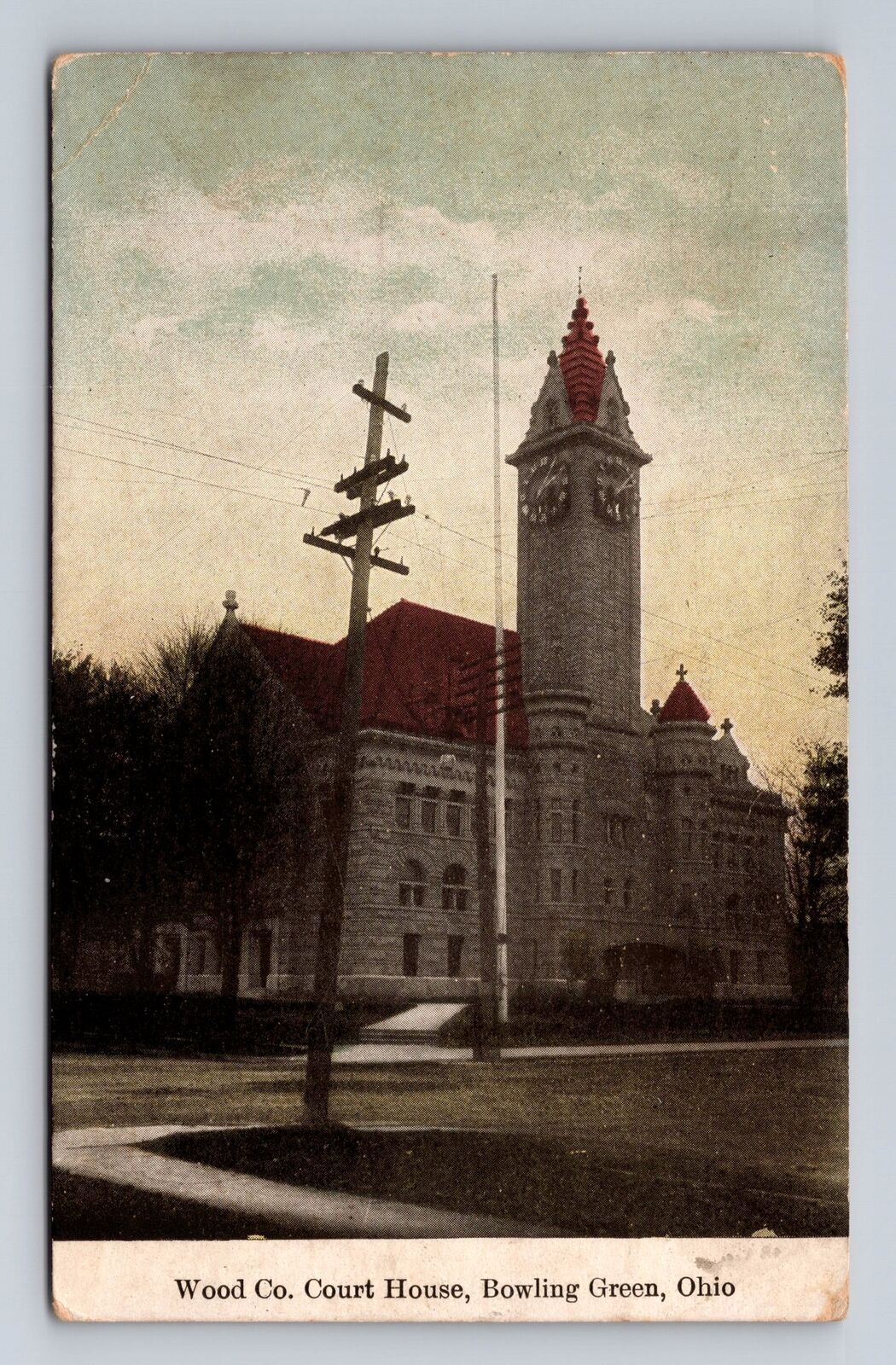 Bowling Green OH-Ohio, Wood County Court House, Antique Vintage c1909 Postcard