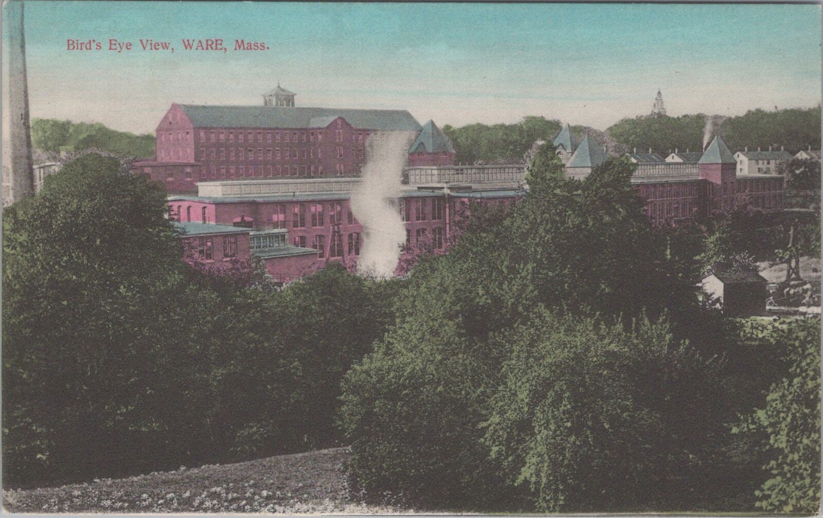 Bird's Eye View, Ware Massachusetts Washington c1900s Postcard