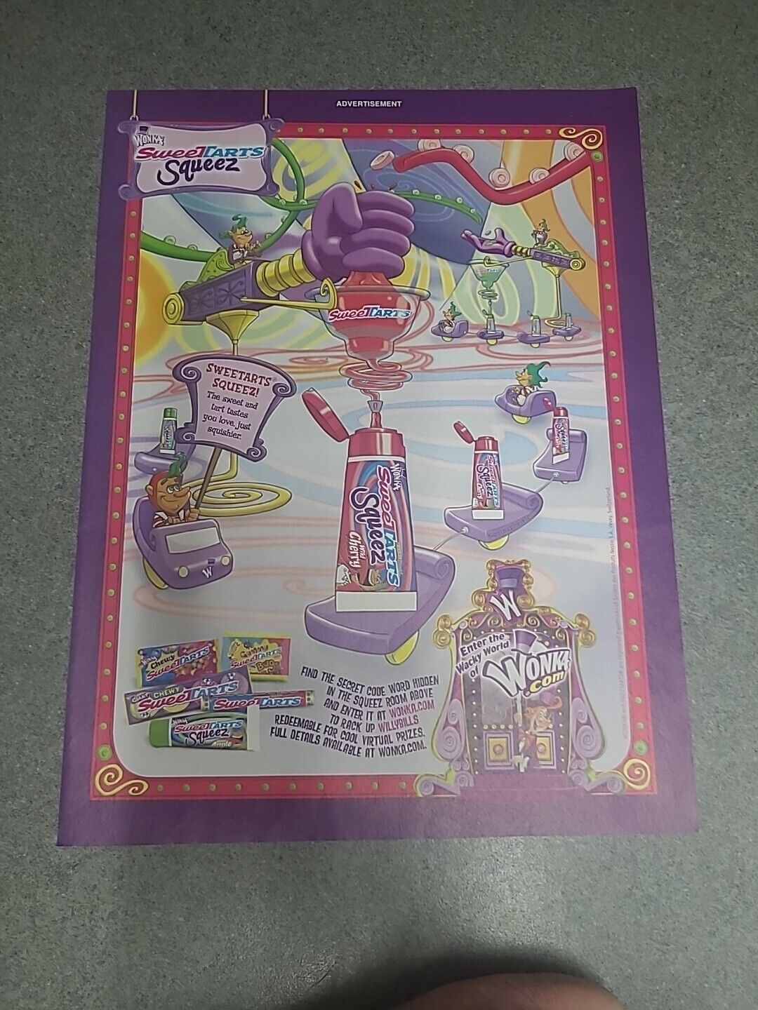Wonka Sweetarts Squeez Candy Print Ad 2007  8x11 
