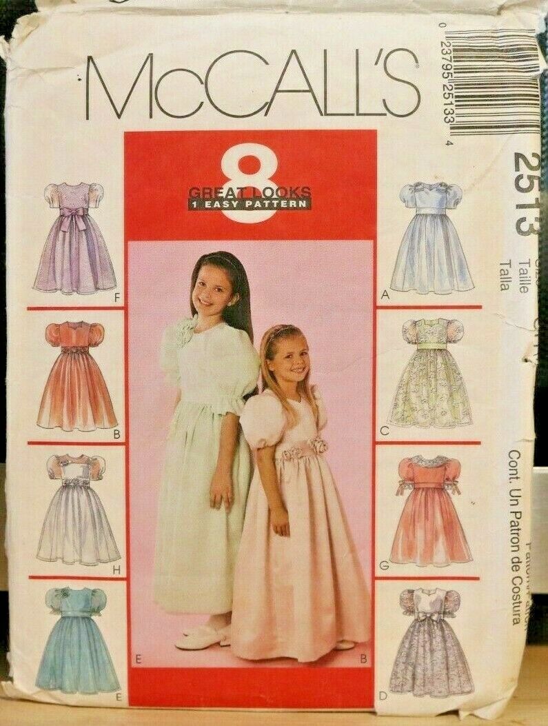 McCalls Girls Dresses 8 Great Looks 1 Easy Pattern Size 7 8 10 Full Skirt