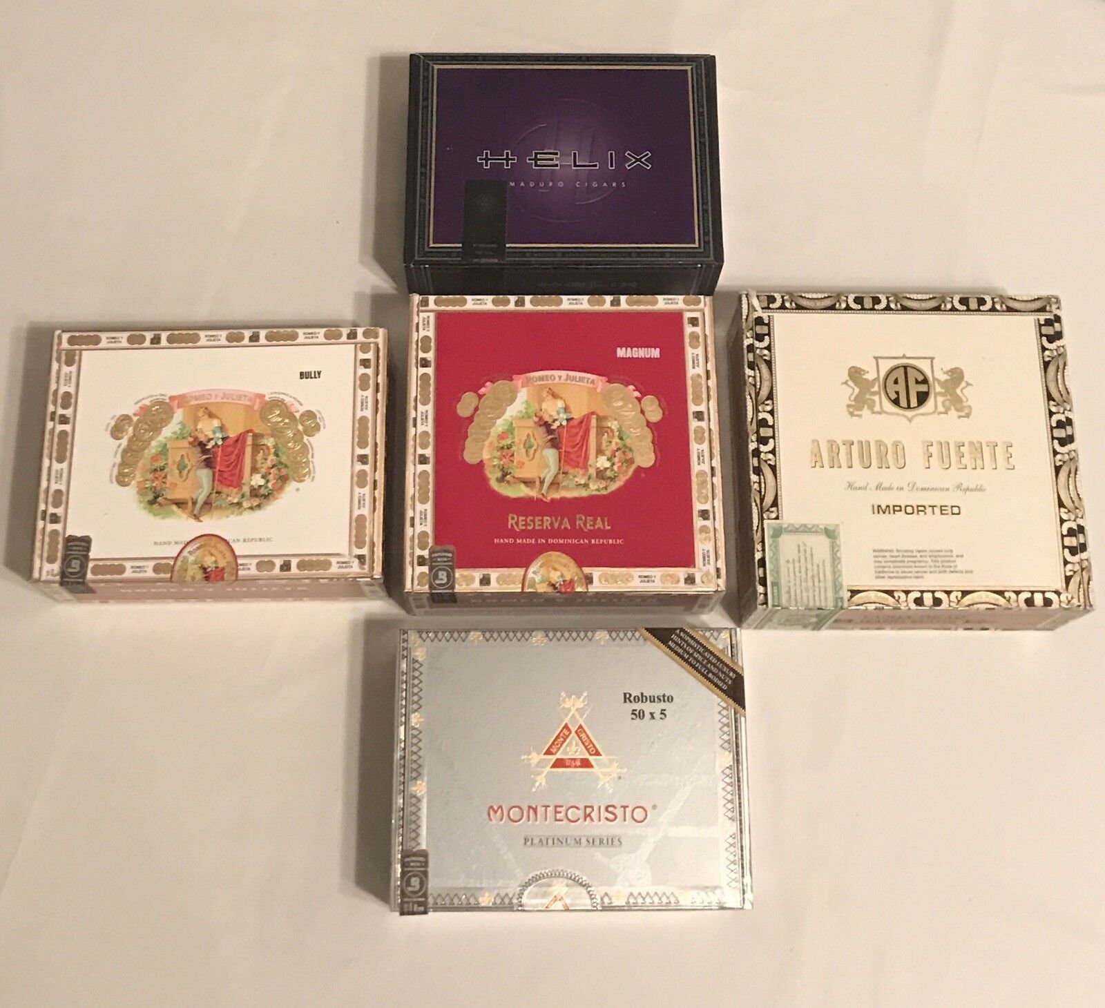 Lot of 5 - Decorative Paper & Wooden Cigar Boxes***NICE VARIETY***JULY SALE***