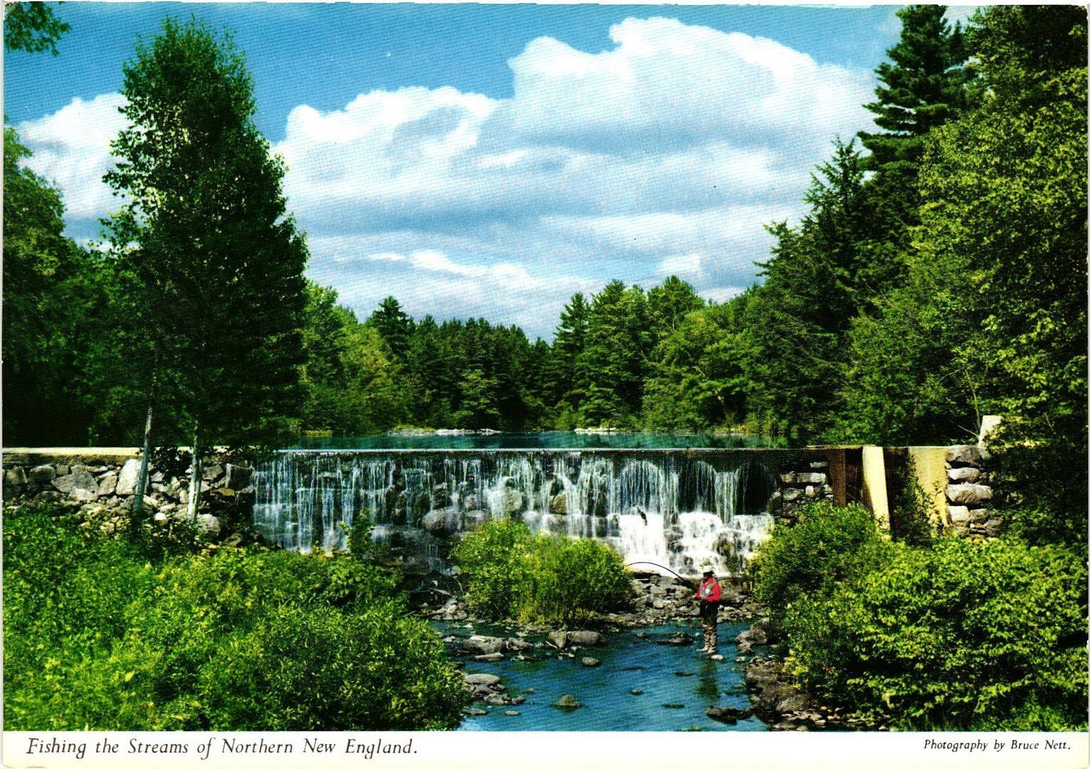 Vintage Postcard 4x6- Old Stone Dam, Lovejoy Pond, North Wayne,  UnPost 1960-80s