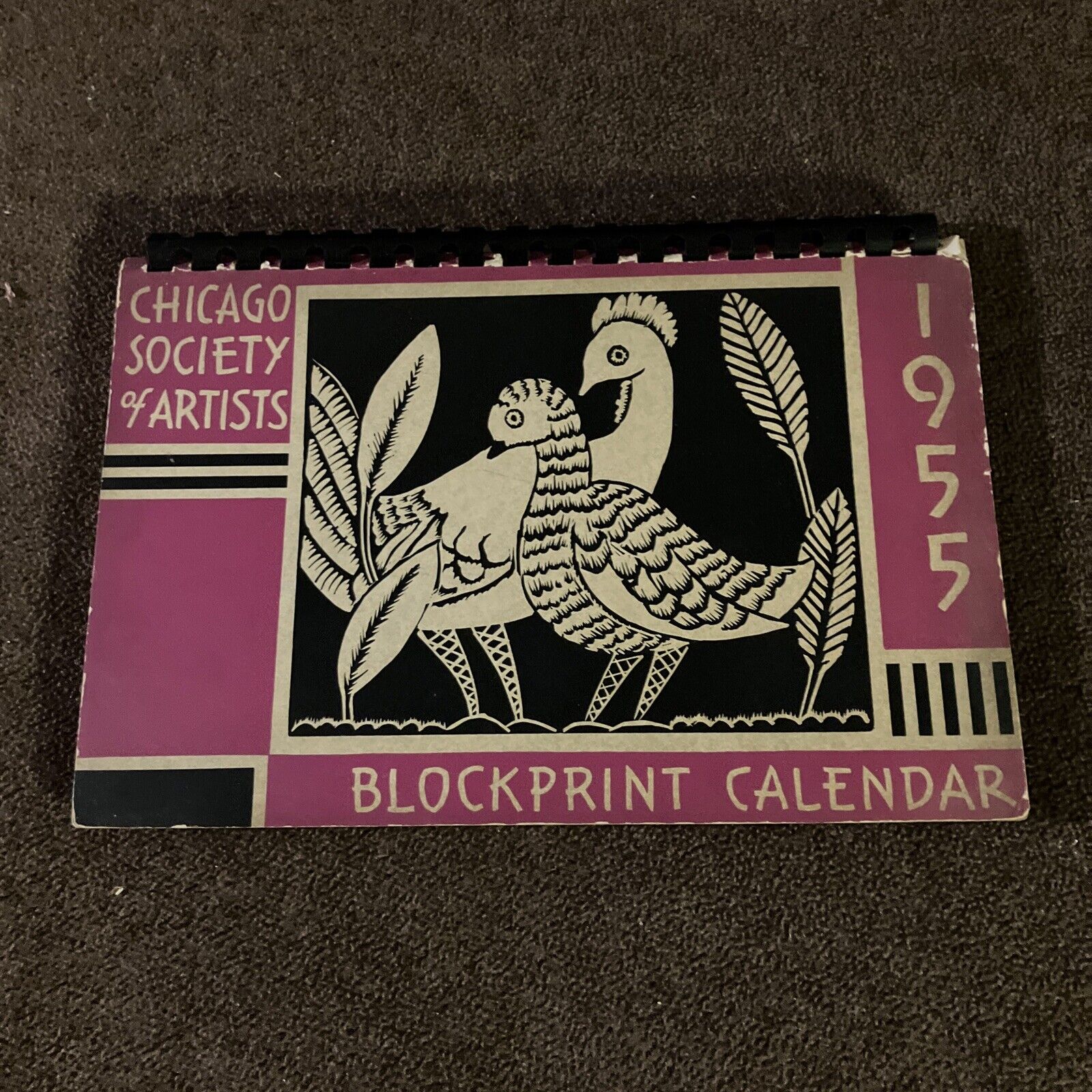 Chicago Society of Artists - Original Woodblock prints Desk calendar Mint  1955