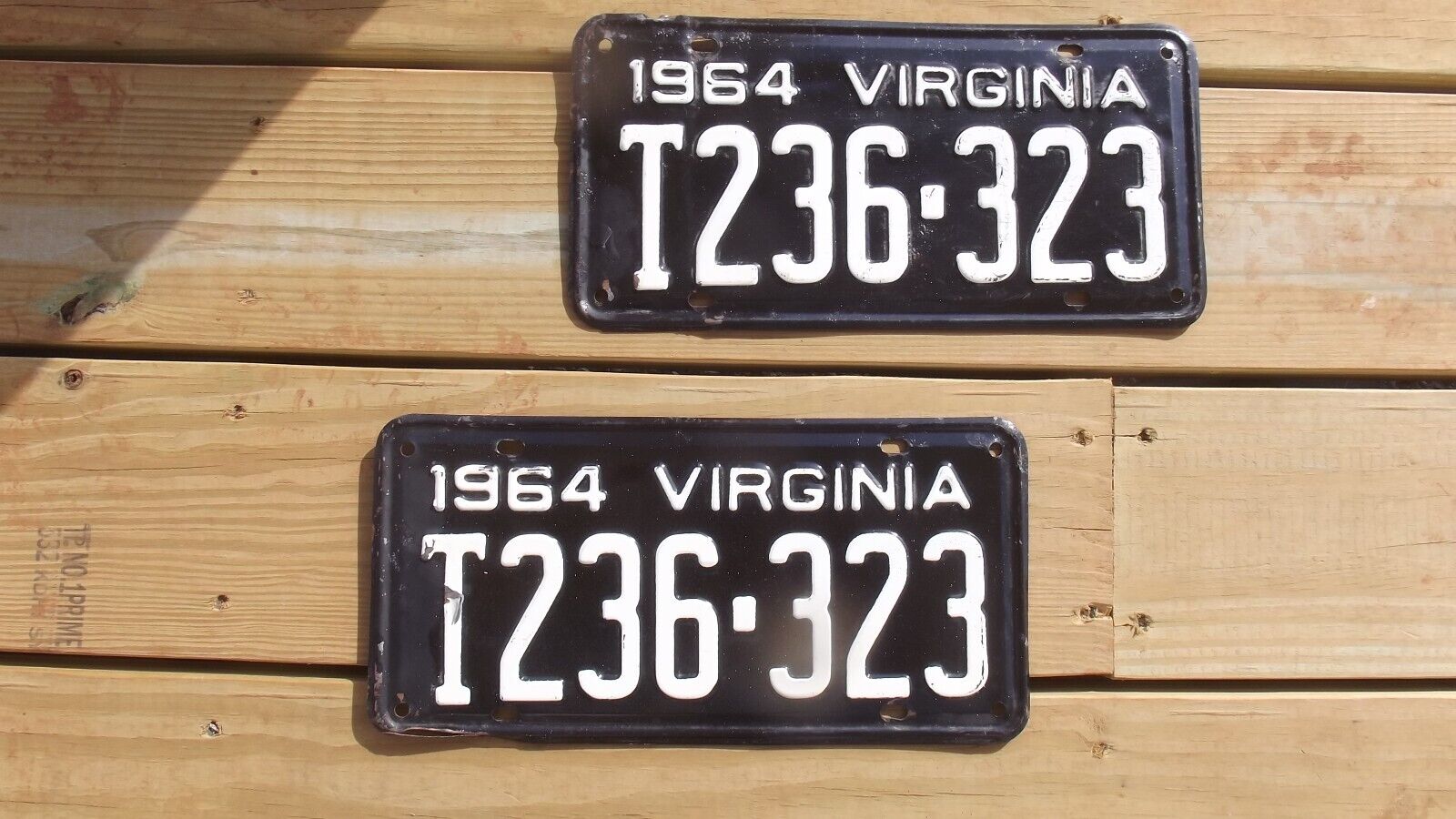 1964  64 VA Virginia License Plates matched pair T236-323