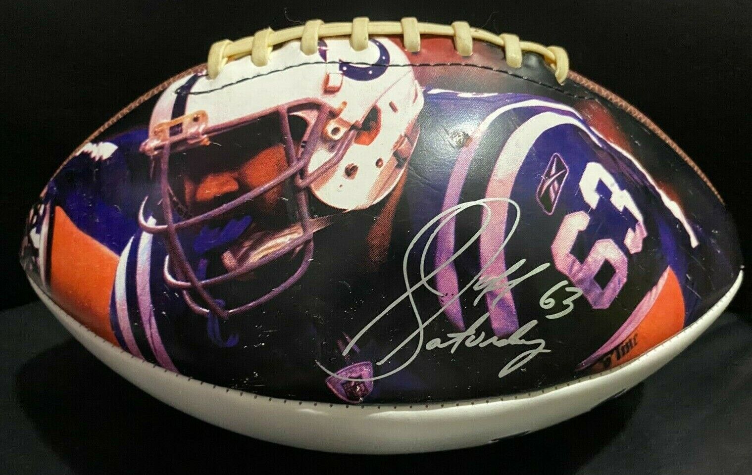 Jeff Saturday Limited Ed NFL Football Foto Ball Indianapolis Colts Blood Drive