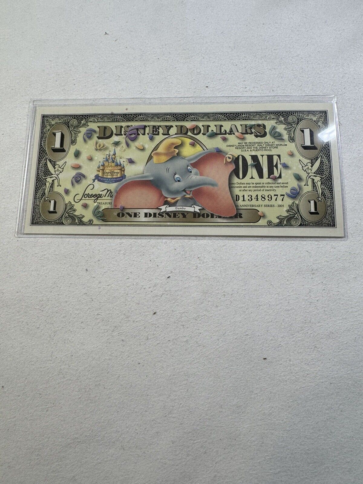 2005 Disney Dollar Dumbo with Barcode from Disney World