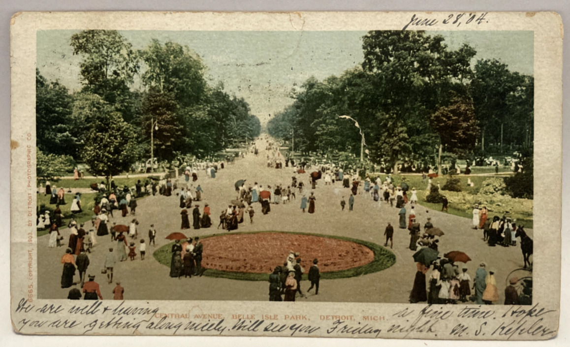 1904 Central Avenue, Belle Isle Park, Detroit Michigan MI Vintage Postcard