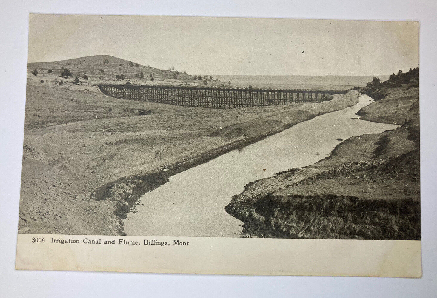 c1907 Irrigation Canal And Flume Billings Montana ANTIQUE Postcard