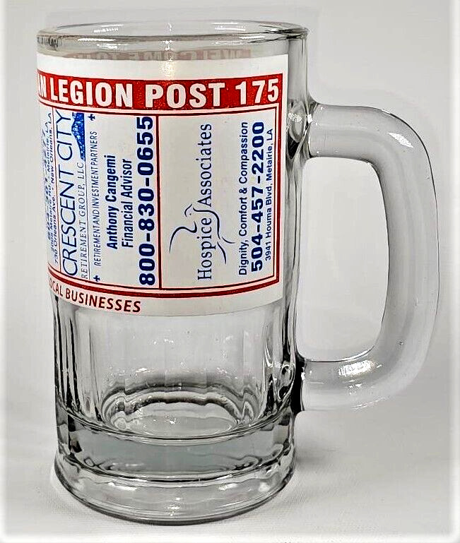 American Legion Mug Cup Glass New Orleans Advertising Classic Beer Stein