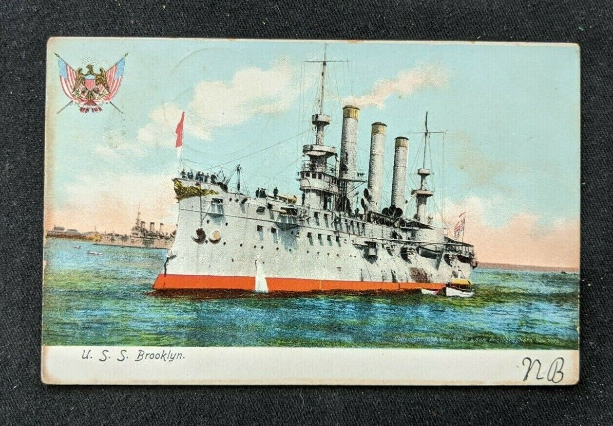 Vintage USS Brooklyn US Navy Real Piture Postcard Cover Pennsylvania