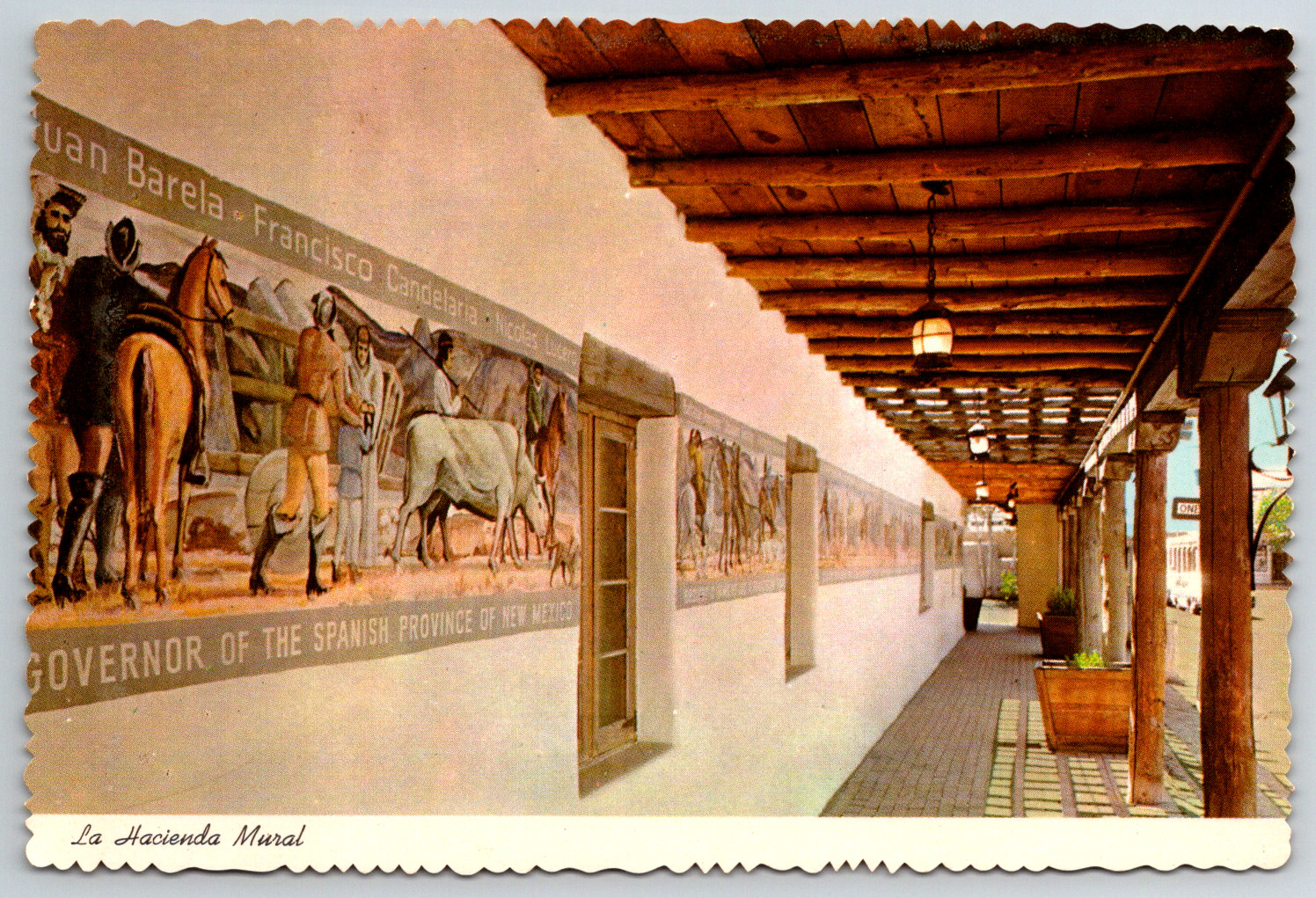 c1960s La Hacienda Mural Old Town Albuquerque New Mexico Vintage Postcard