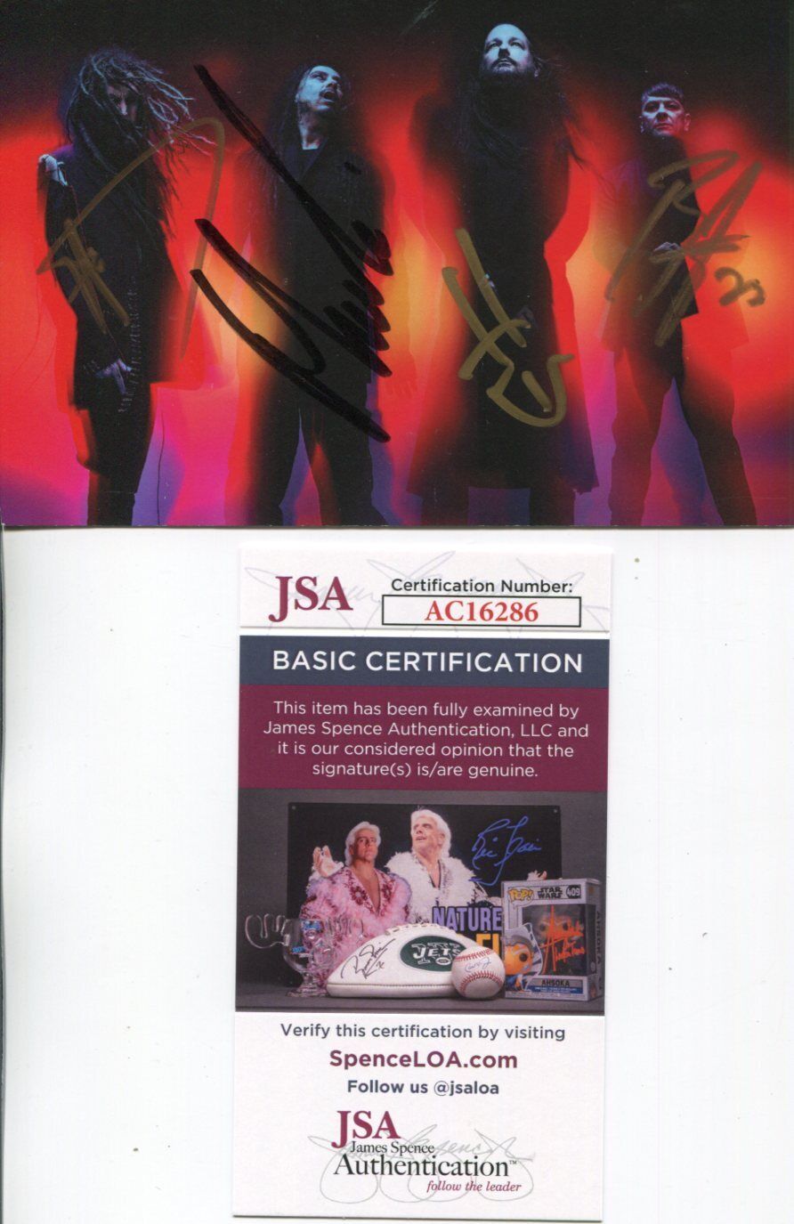 Jonathan Davis James Shaffer Brian Welch Luzier Korn Signed Autograph Photo JSA