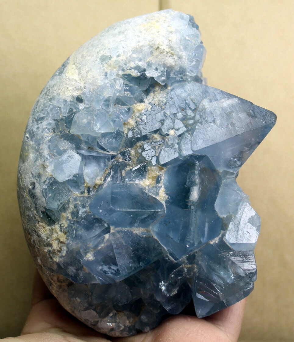2.88 lb Natural Crystal Sparkling Blue Celestite Egg Geode Mineral Specimen  