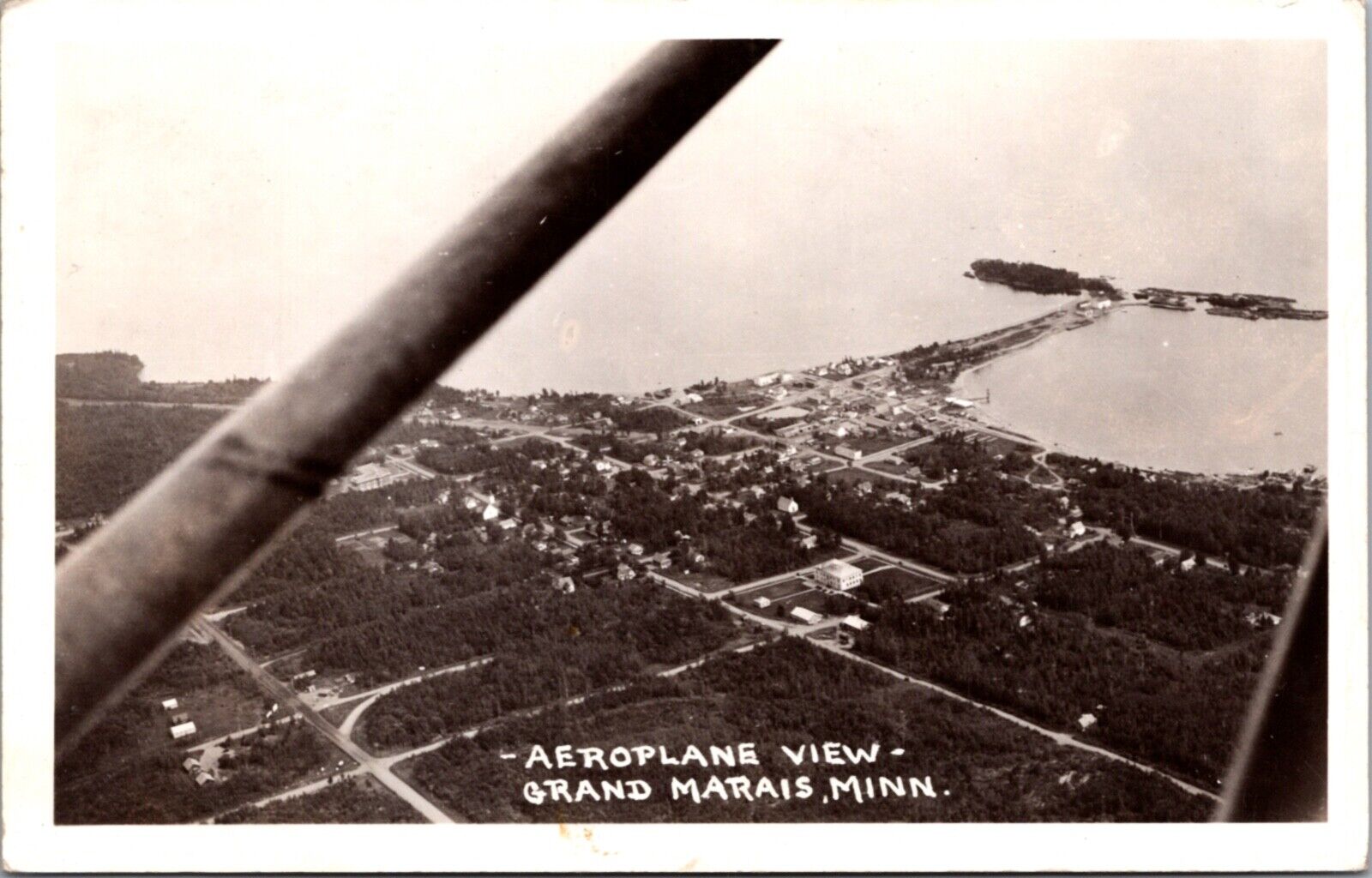 Real Photo Postcard Aeroplane View of Grand Marais, Minnesota