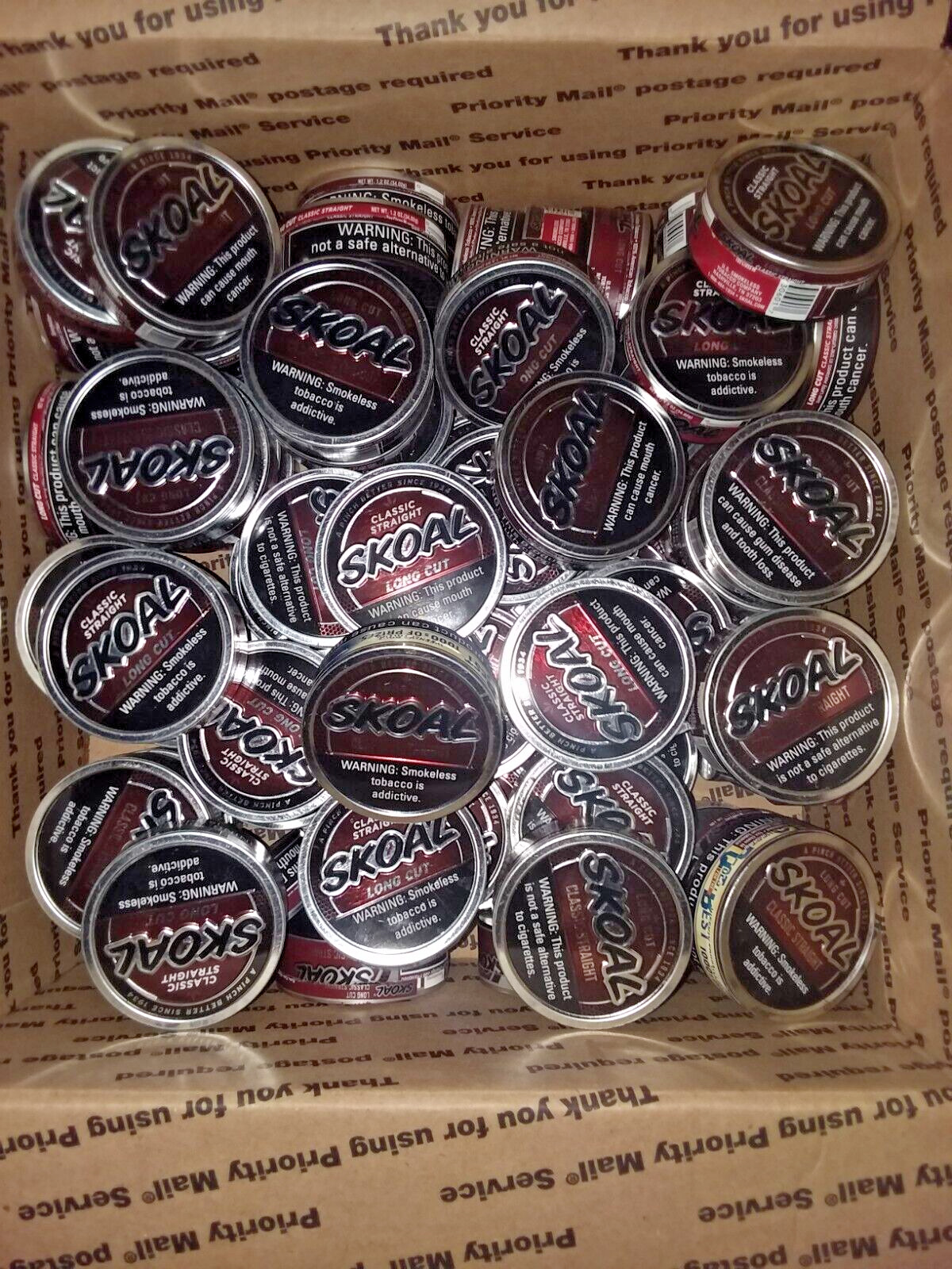 100 Skoal Straight Long Cut Cans with Metal Lids -Crafts, Storage, Targets, etc.