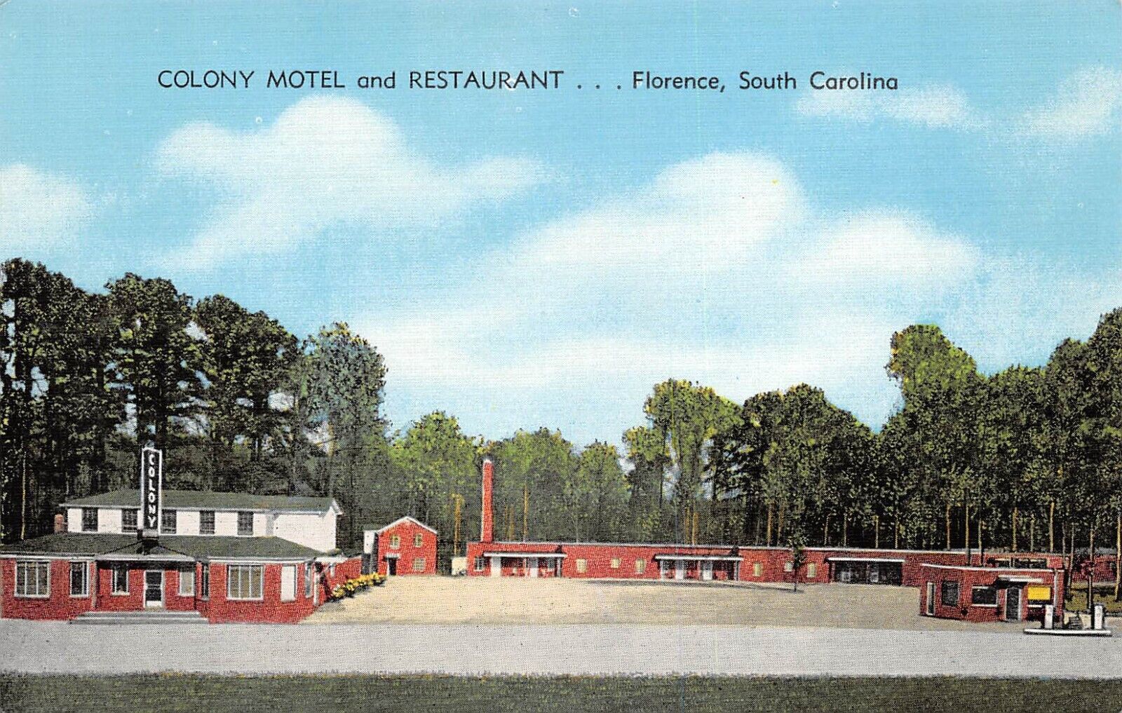 Postcard Colony Motel and Restaurant Florence South Carolina 8398