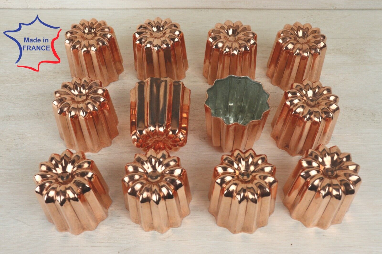 12 Copper canele molds Large 2.1 inches 12 Copper Cannele made in France