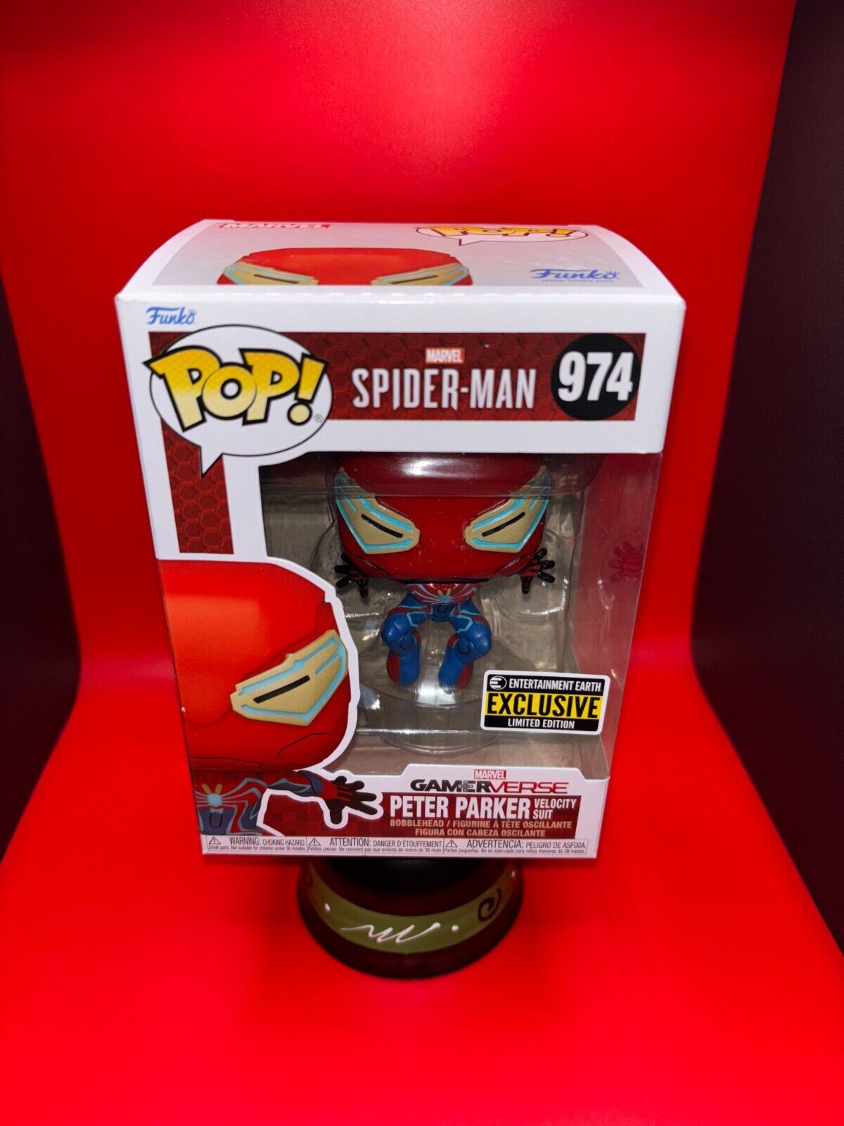 NEW Funko Pop Marvel Peter Parker Velocity Suit 974 - EE EXCLUSIVE w/ Protector