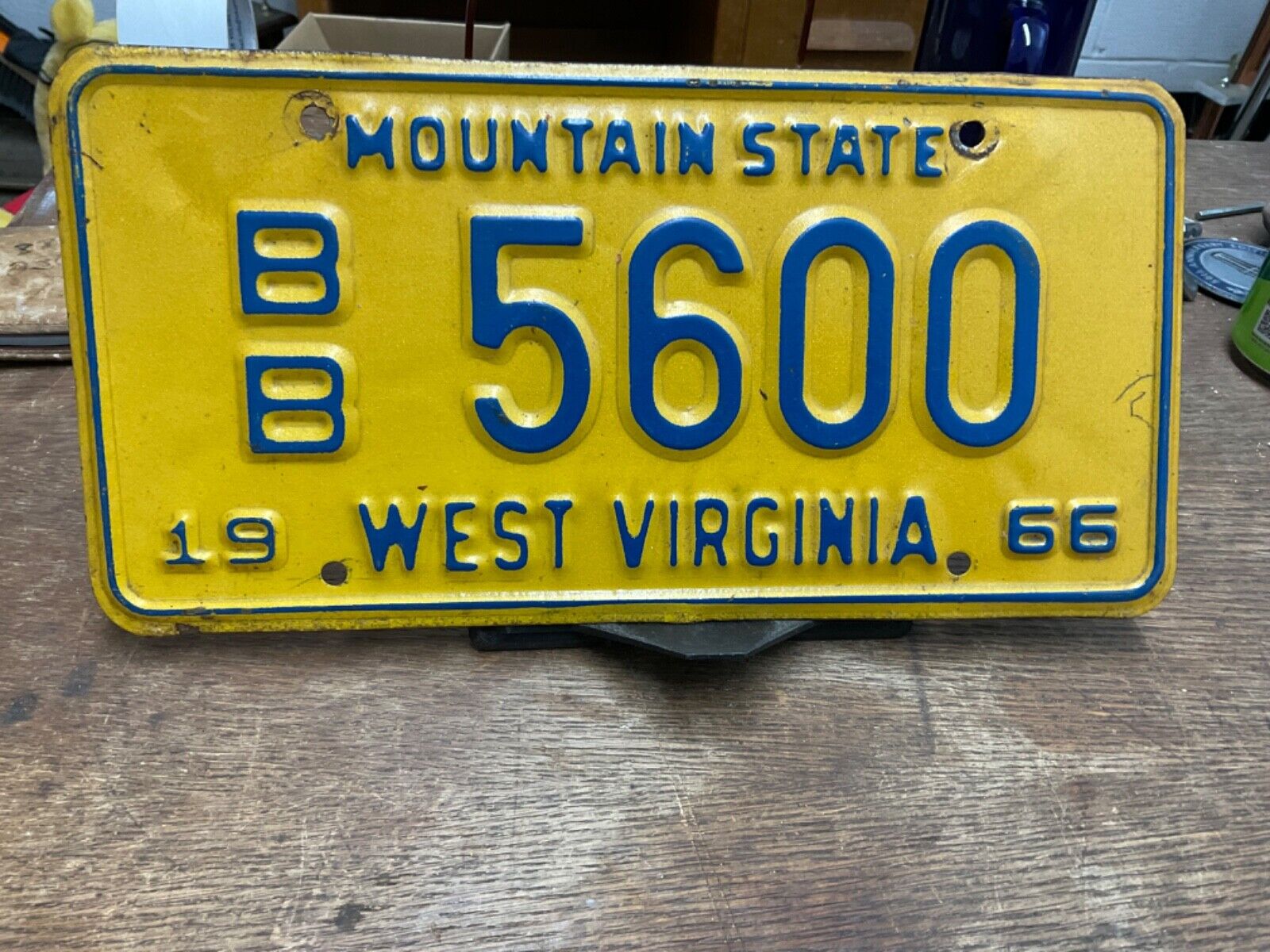 1966 West Virginia License Plate BB 5600 \