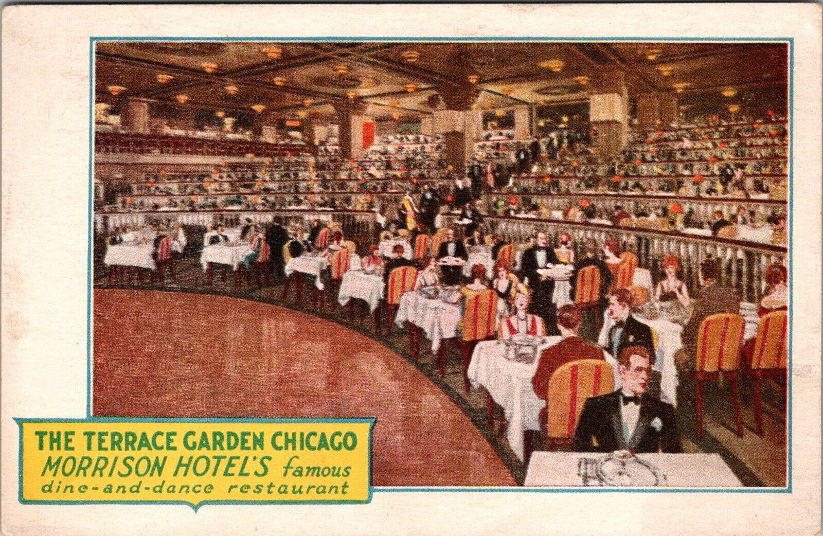 Artist impression Chicago Illinois Morrison Hotel 1920s Roadside Postcard JD2