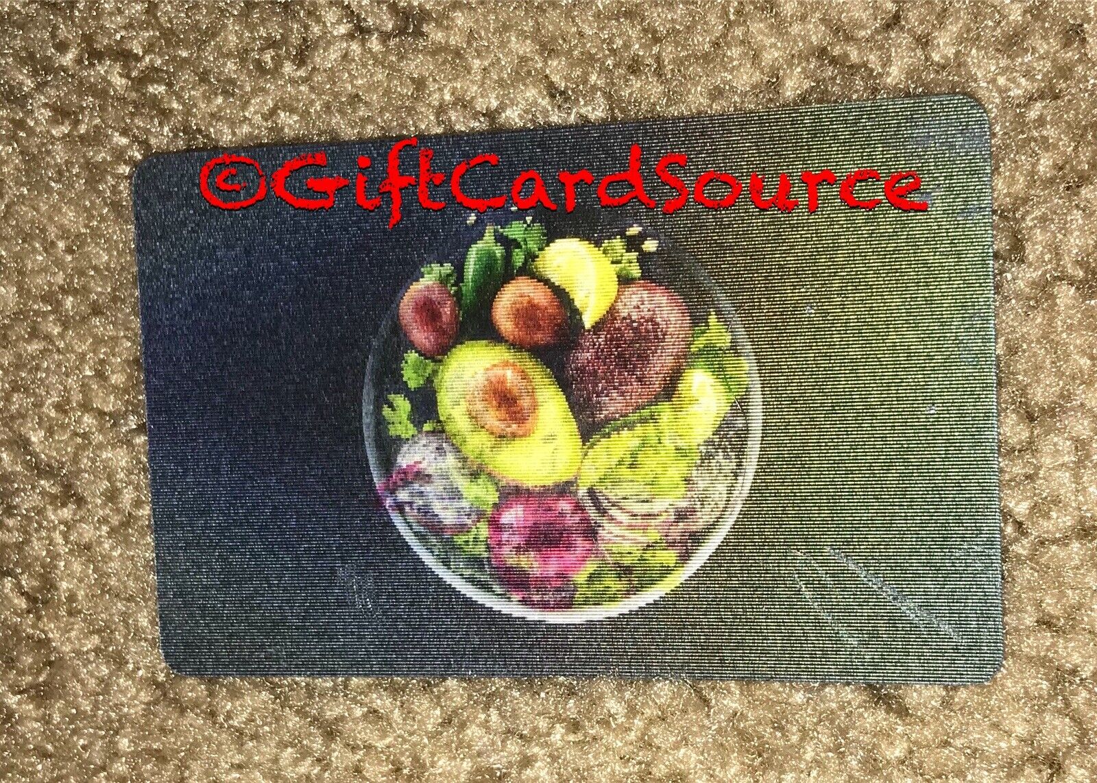 2015 CHIPOTLE GIFT CARD LENTICULAR BURRITO BOWL OF VEGGIES COLLECTIBLE NEW