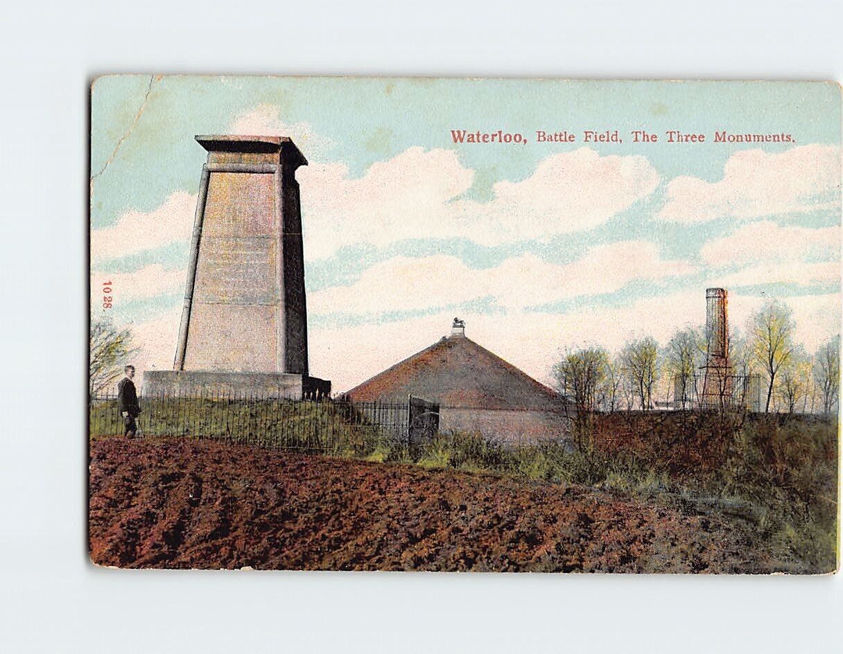 Postcard The Three Monuments Battlefield Waterloo