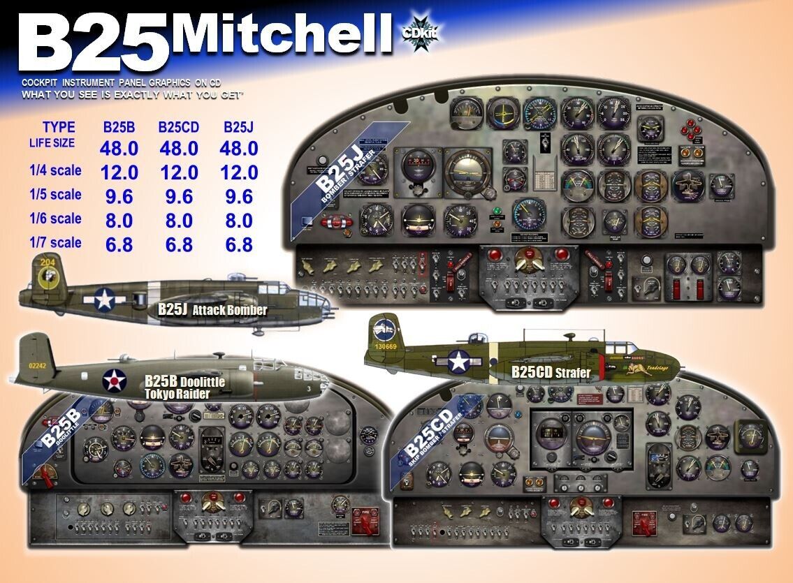 B25 MITCHELL SERIES COCKPIT instrument panel CDkit