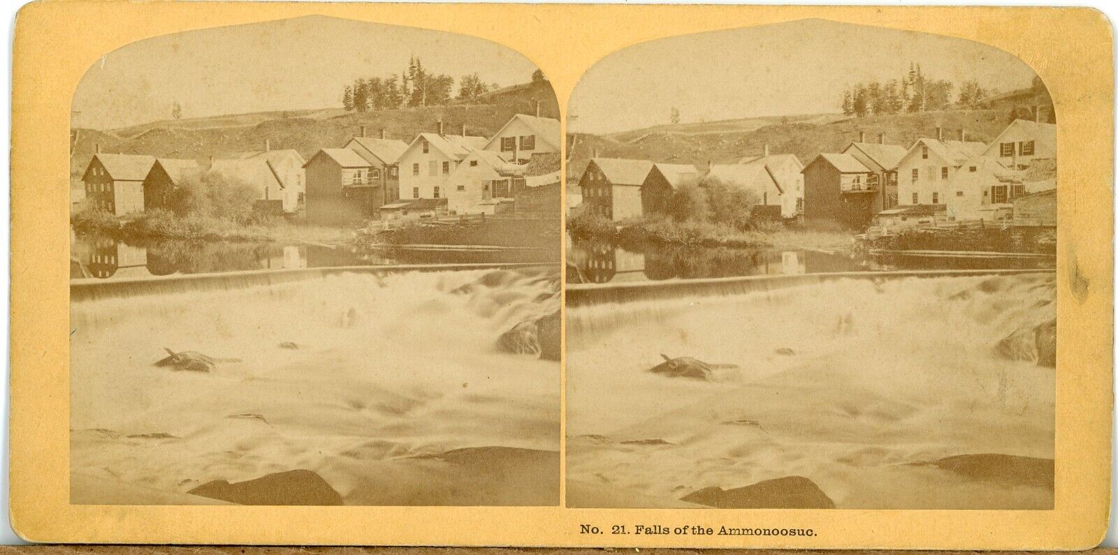 Lisbon NH: Mill Buildings & Dam on Ammonoosuc River ~1870 CP Hibbard photo w18