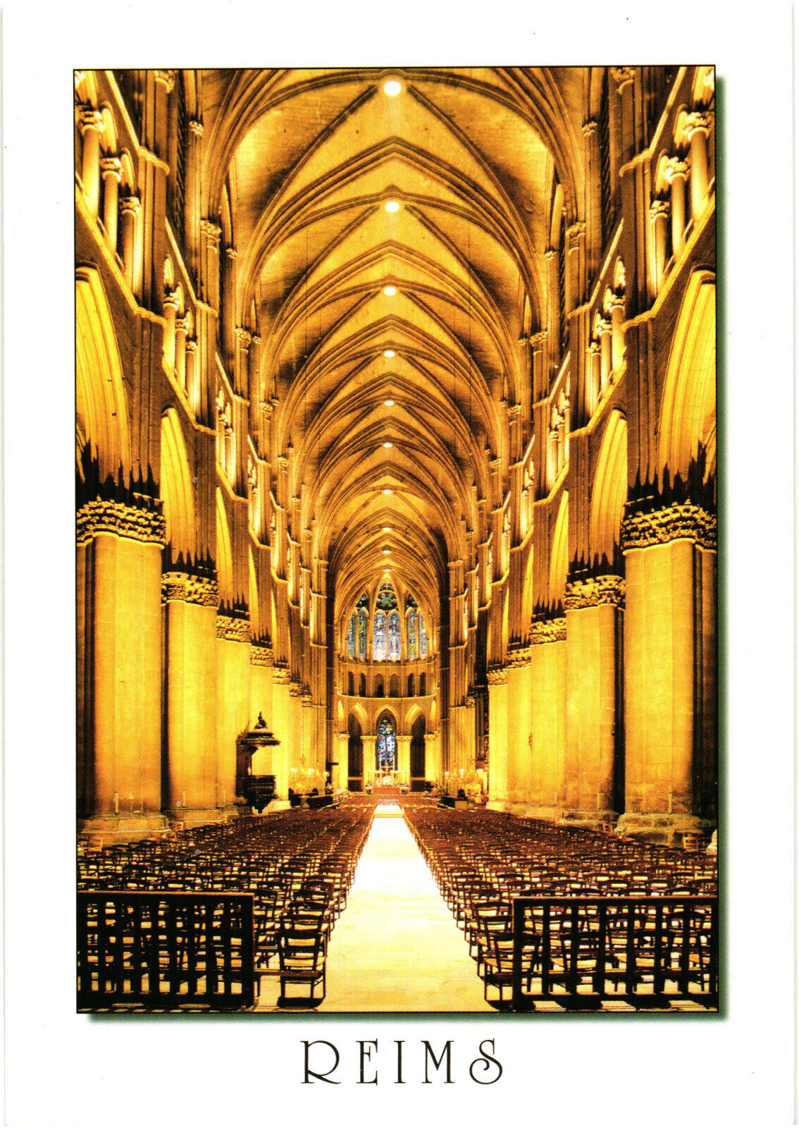 Reims Notre-Dame Cathedral The Nave and Cathedral Postcard Unposted