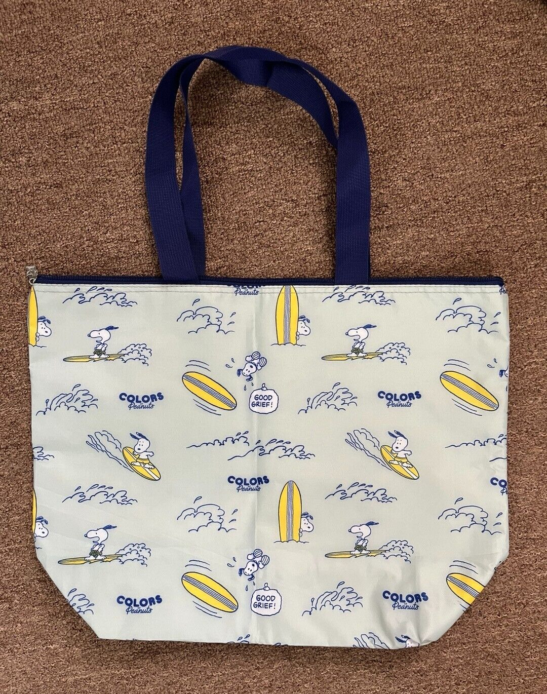 PEANUTS SNOOPY Insulated Tote Bag, Snoopy Beach Tote Bag, Snoopy Serf Pattern 