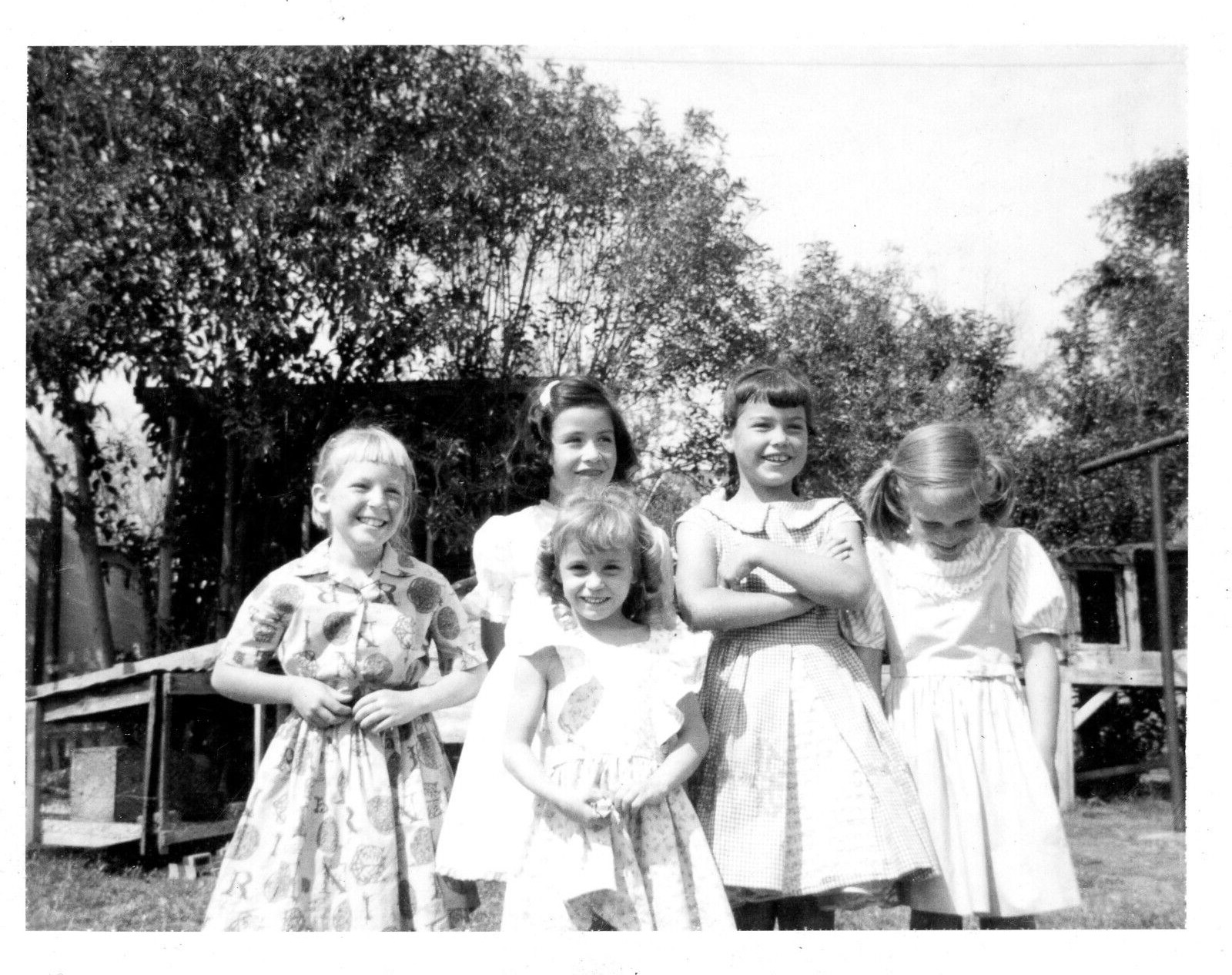Found Photo Friends Cute Little Dresses Shy Girl Vintage Original 1960s