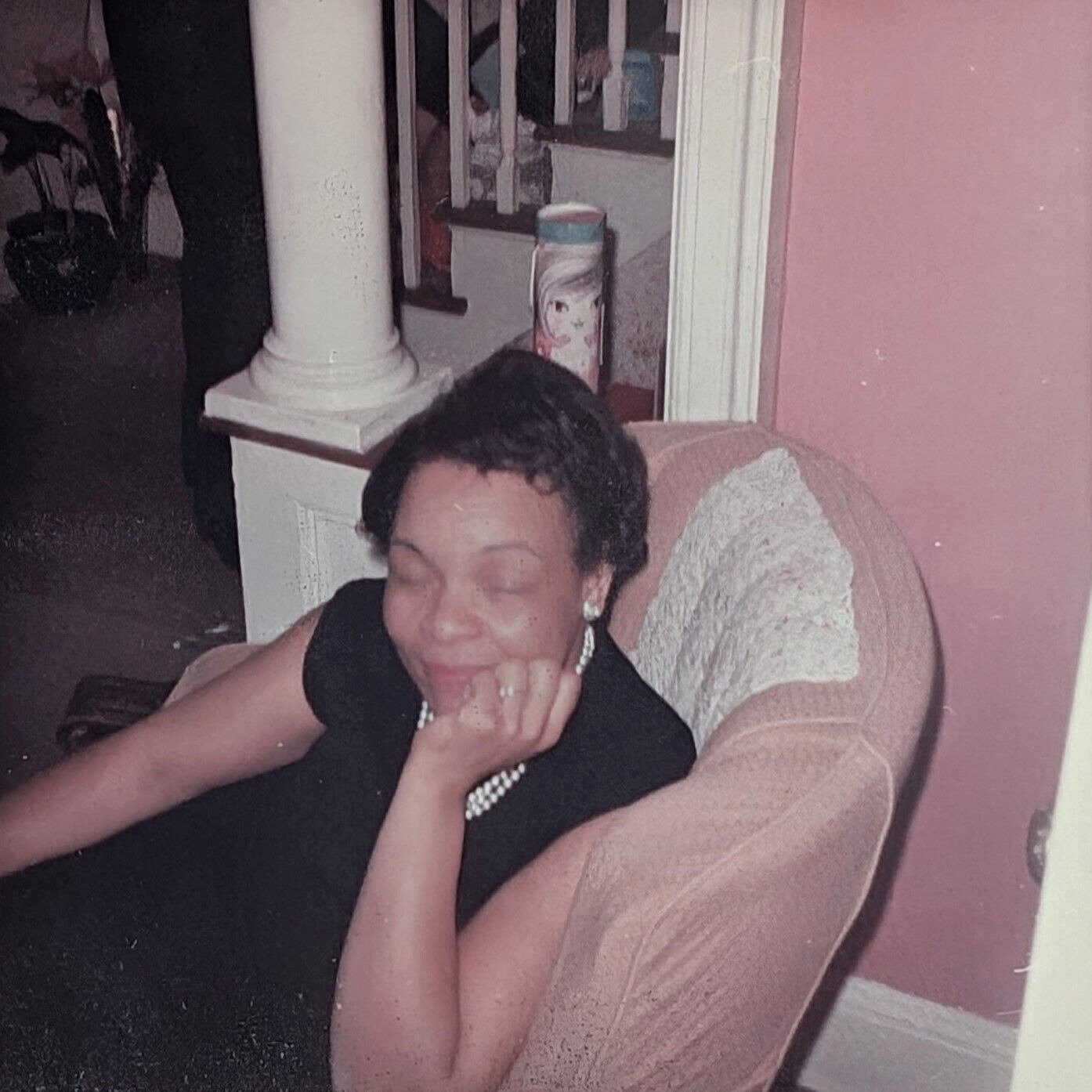 Snapshot Photo African American Woman Sitting With Eyes Closed 1968