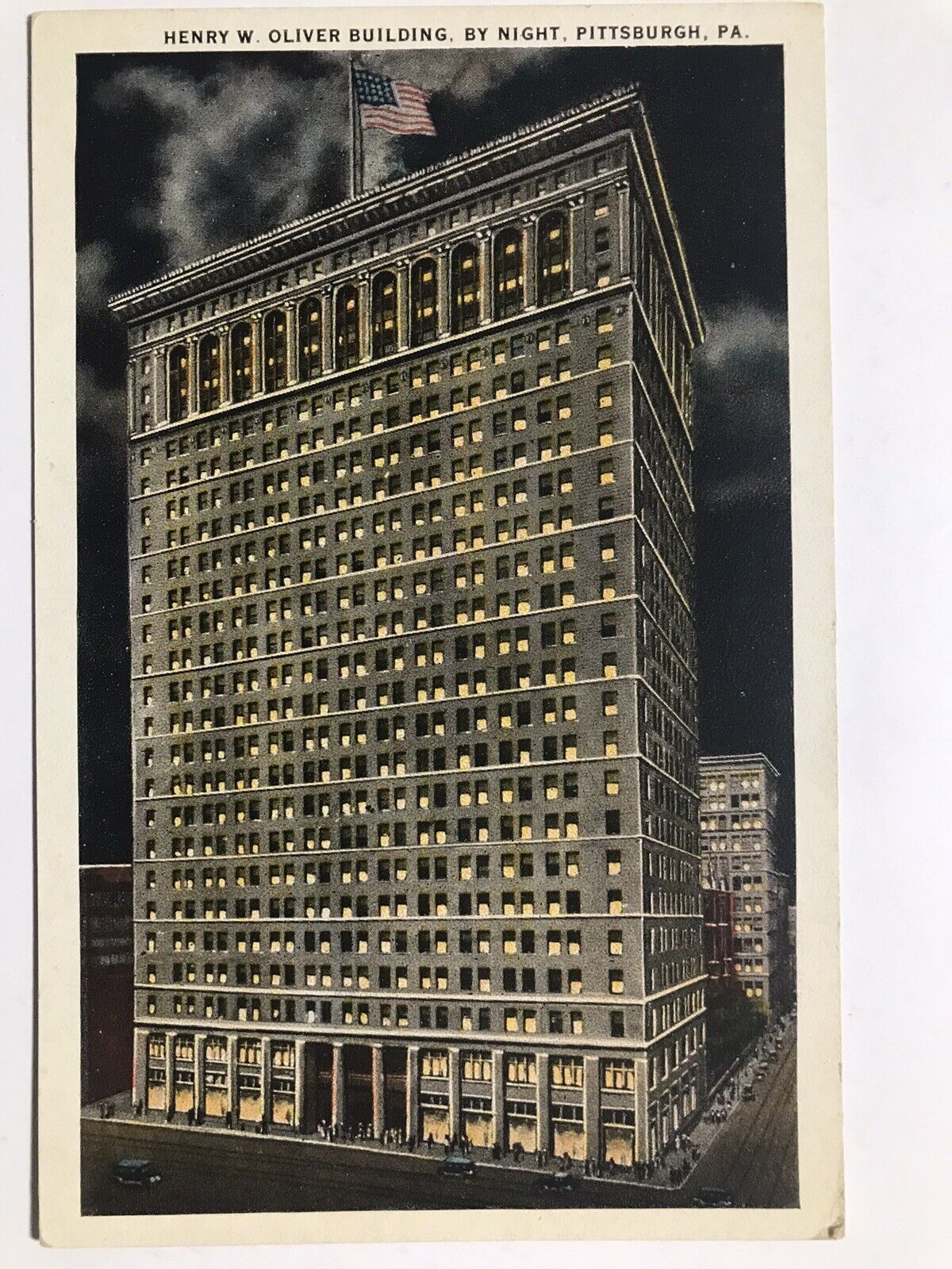 1930 Henry W Oliver Building By Night Pittsburgh Pennsylvania Postcard