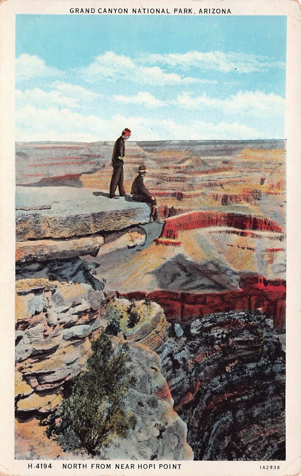 Grand Canyon AZ Arizona Hopi Point Dred Harvey Southwest Vtg Postcard D6