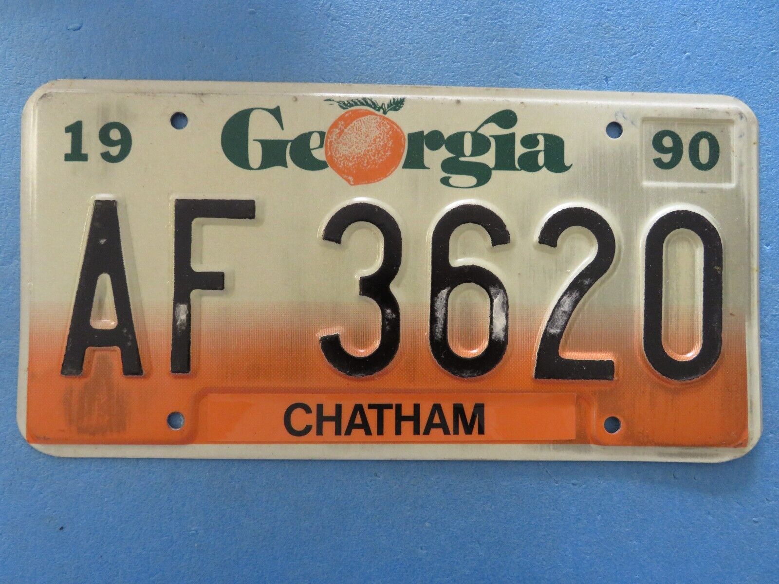 VINTAGE Georgia State License Plate 1990 CHATHAM CO. AF 3620
