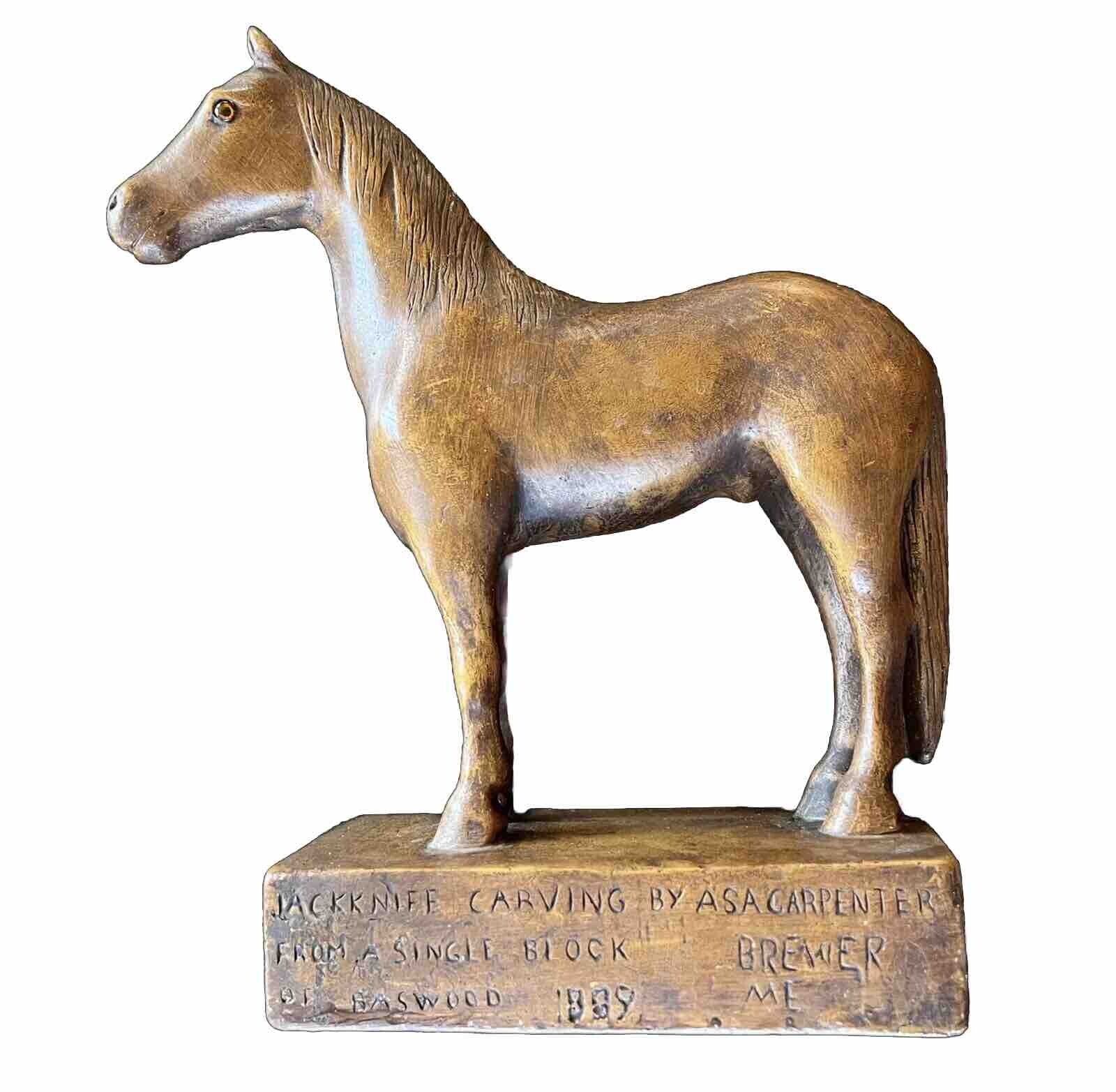 Vintage Plaster Horse Statue Sculpture by Asa Carpenter “Jackknife” c1940s